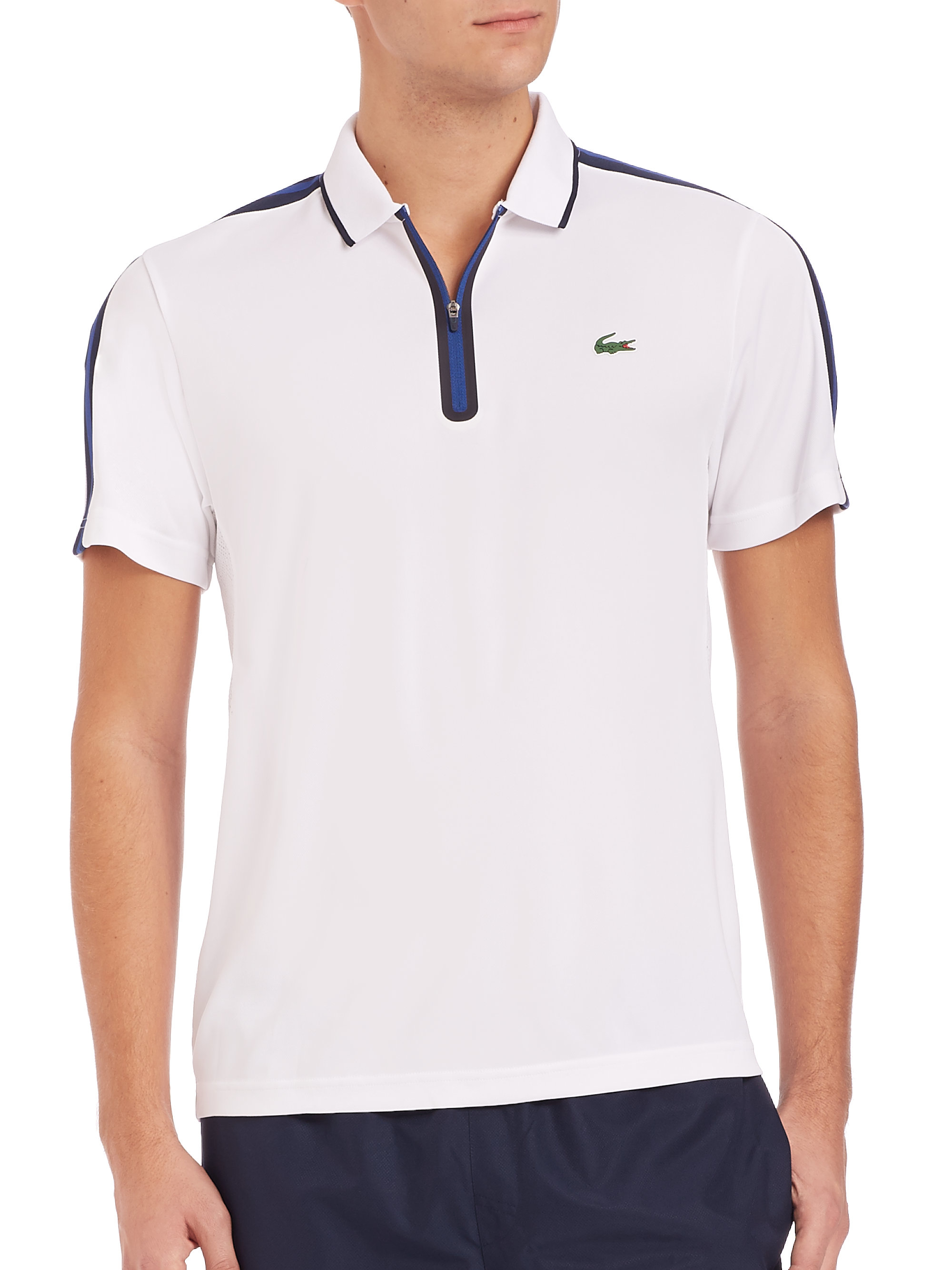 Lacoste Sport Zip Polo in White for Men | Lyst
