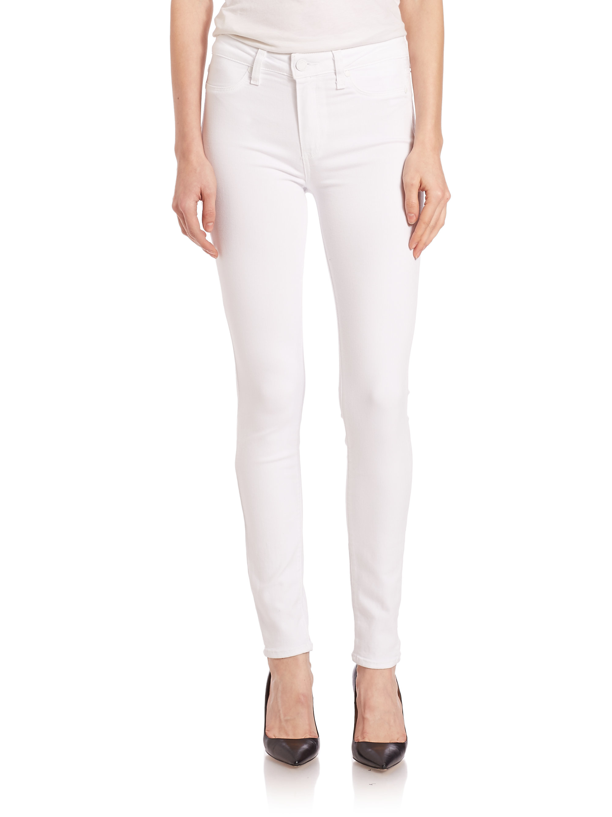 Paige Denim Hoxton High Rise Ultra Skinny Jeans In White Lyst