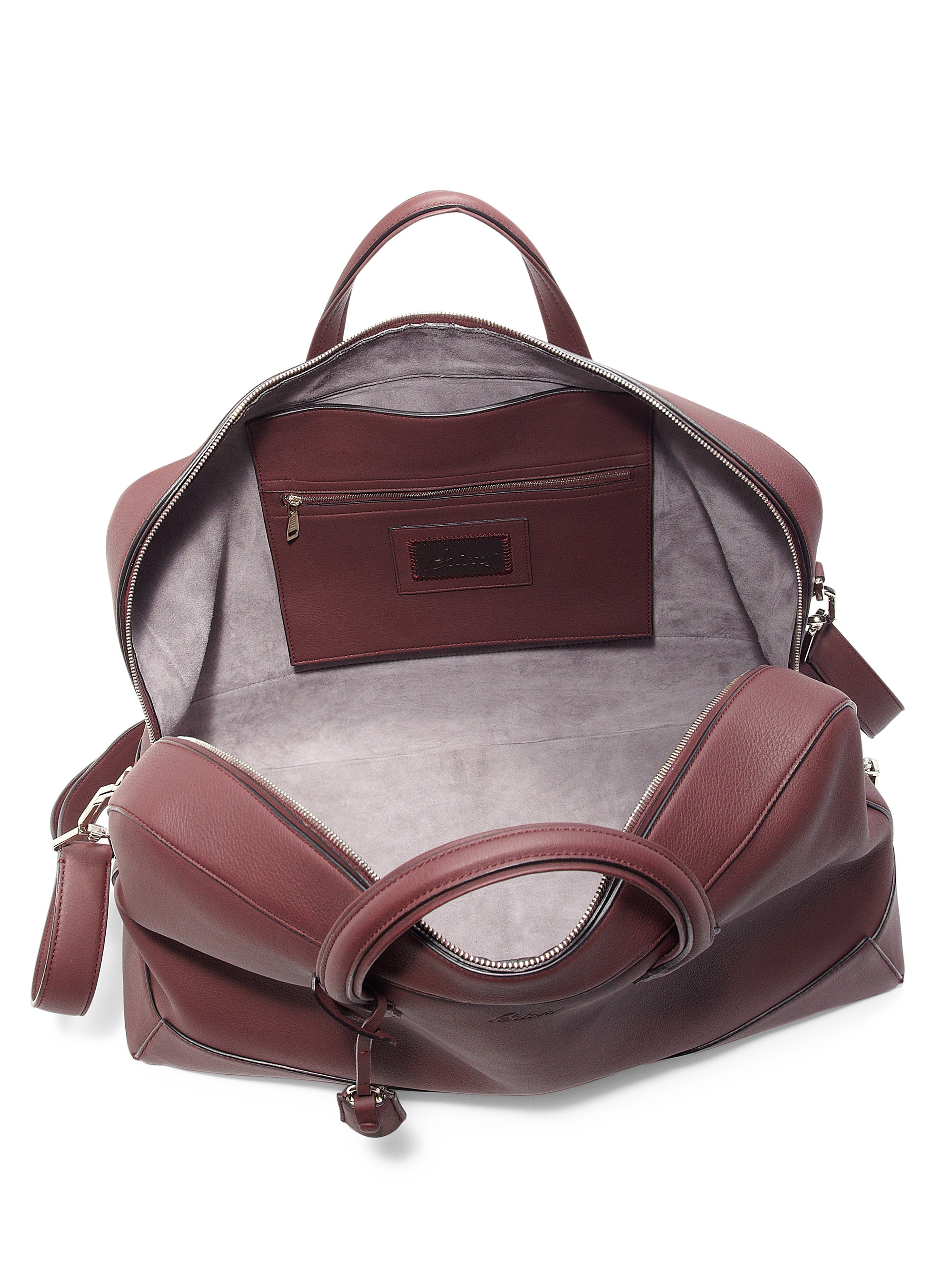 Brioni Leather Duffle Bag in Purple for Men - Lyst