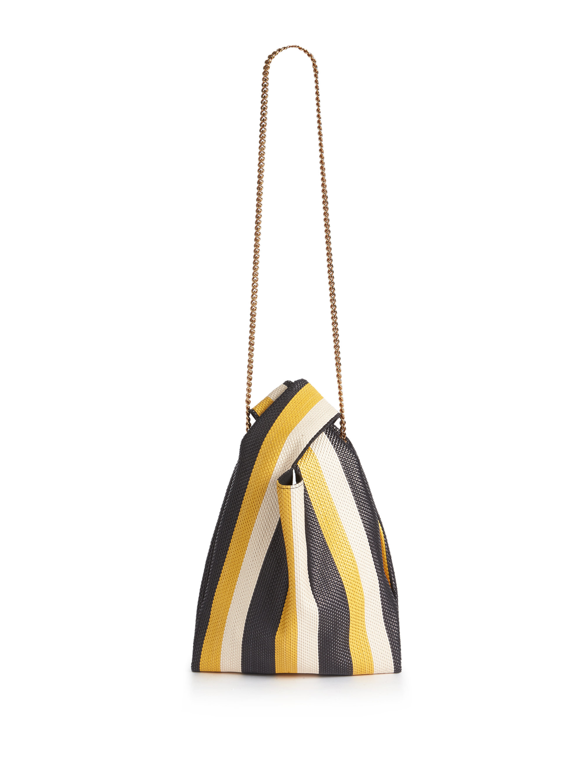 yellow bag with black stripe