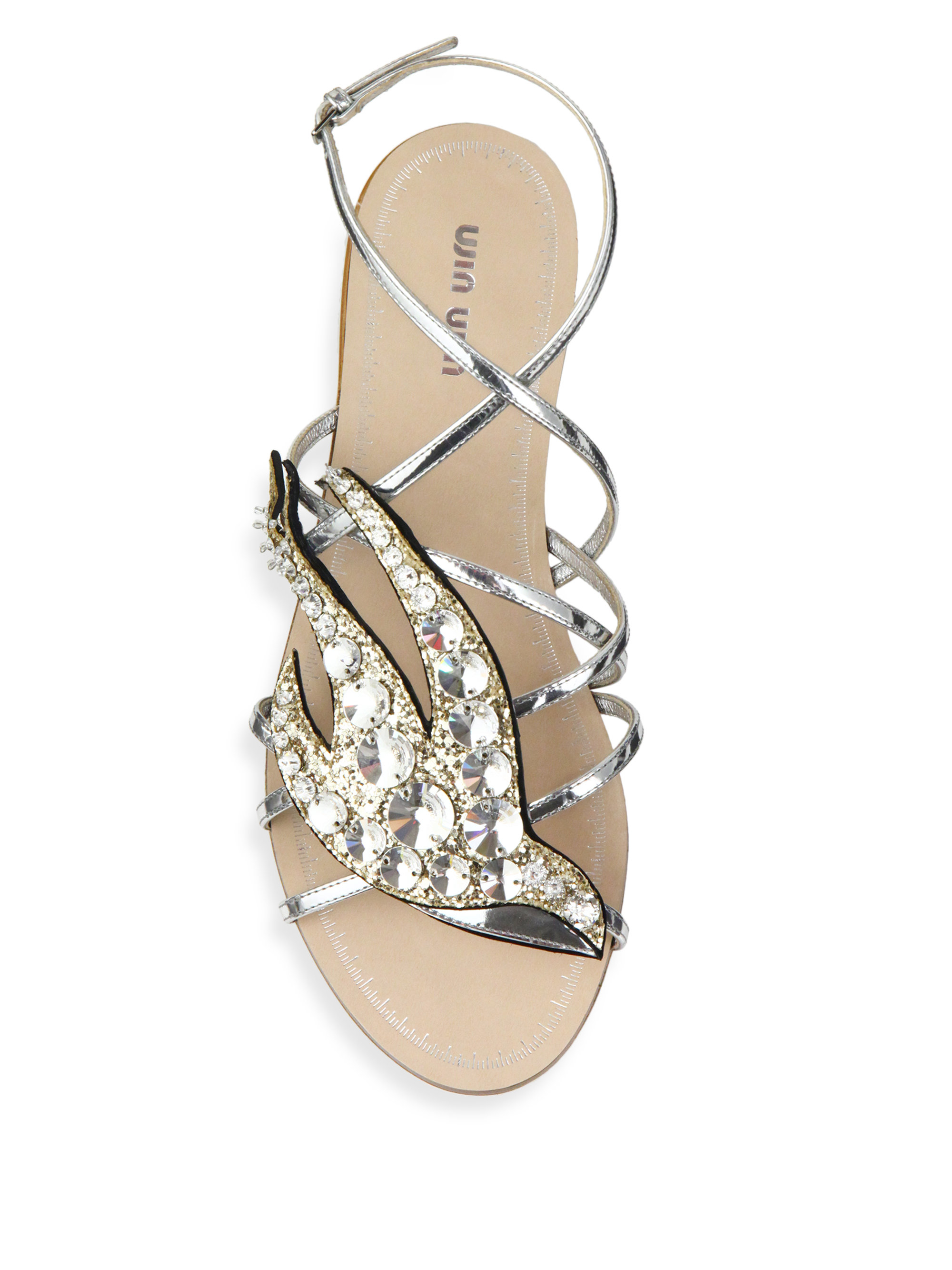 miu miu silver flats