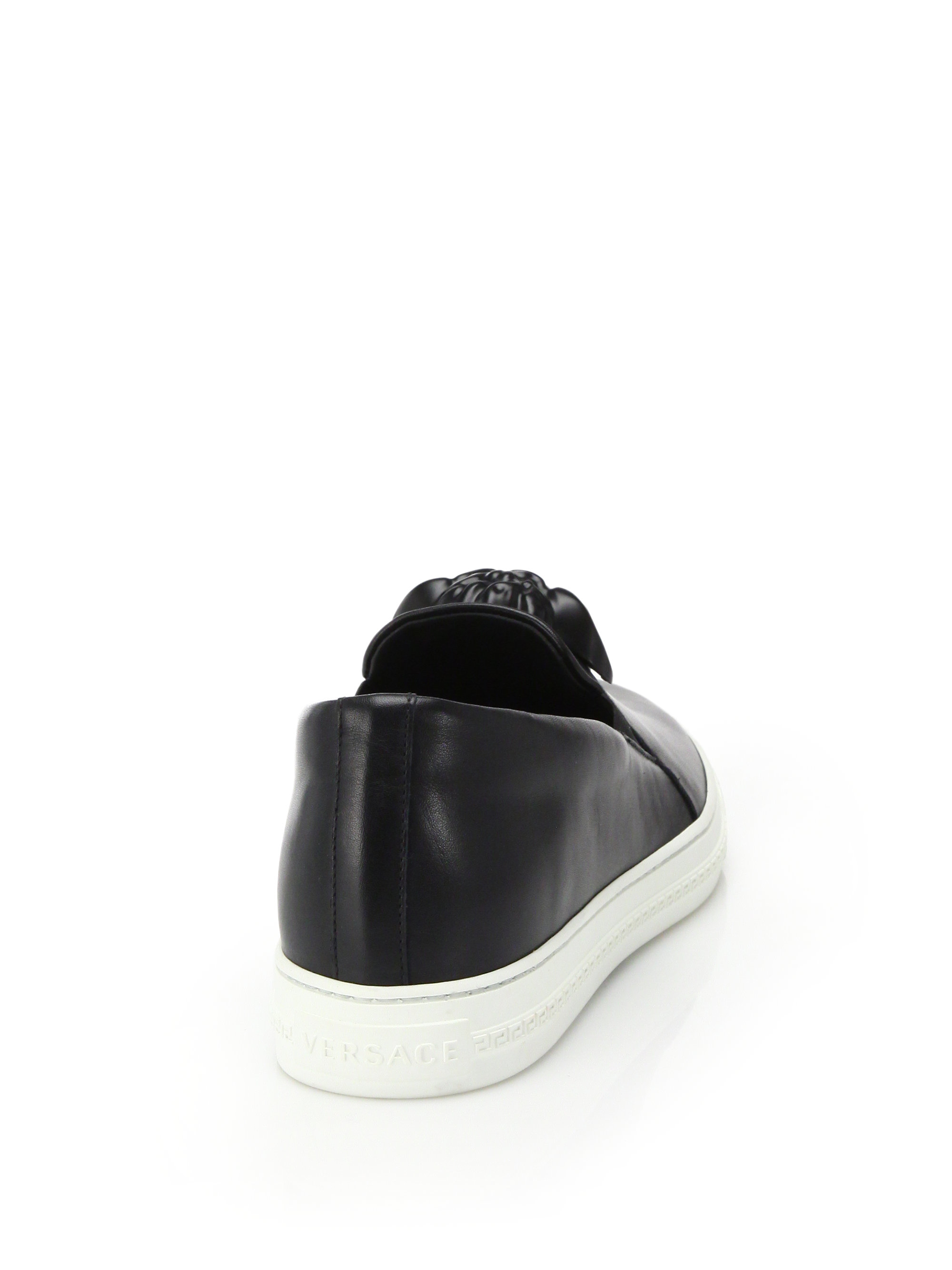 Versace Leather Medusa Palazzo Slip-on Sneakers in Black for Men - Lyst