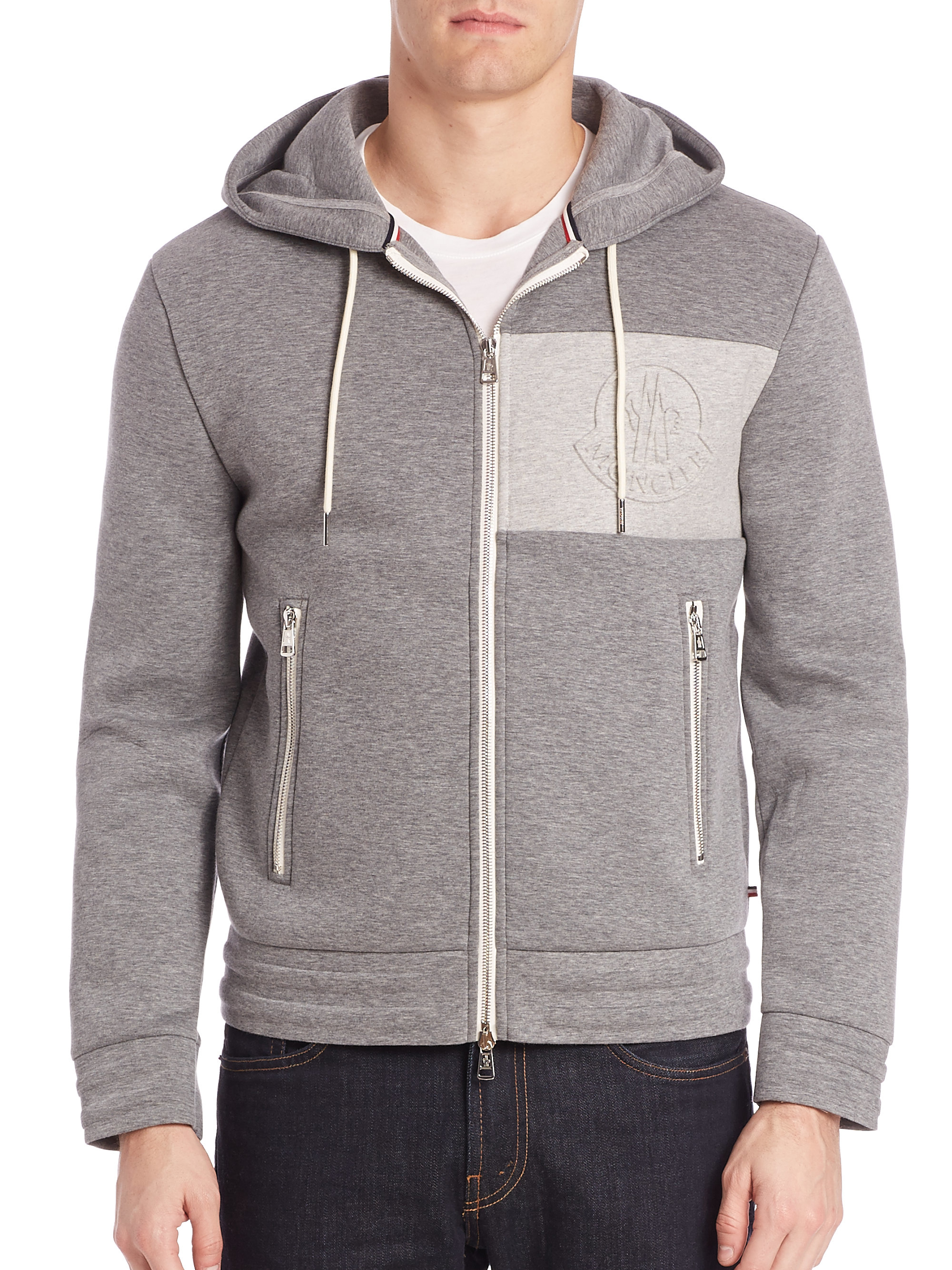 Moncler Heathered Sweatshirt in Gray for Men | Lyst