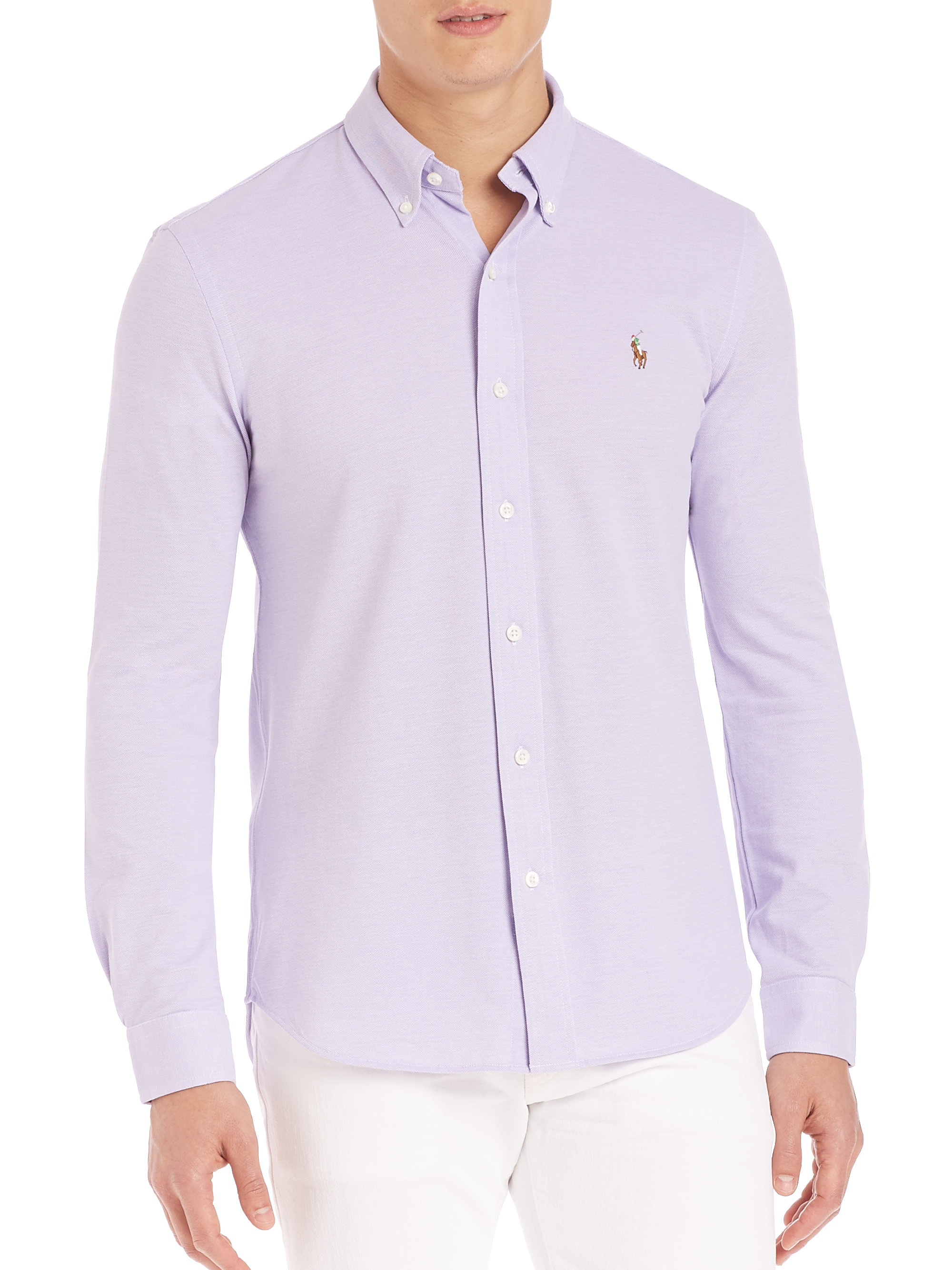 Polo Ralph Lauren Cotton Knit Oxford Shirt in Powder Purple (Purple) for  Men - Lyst