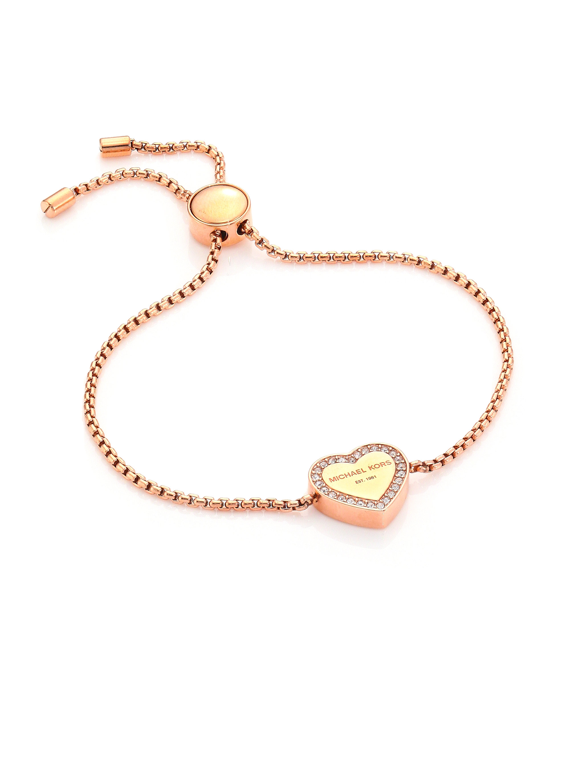 Kors Heritage Pave Logo Heart Slide Bracelet/rose in Pink -