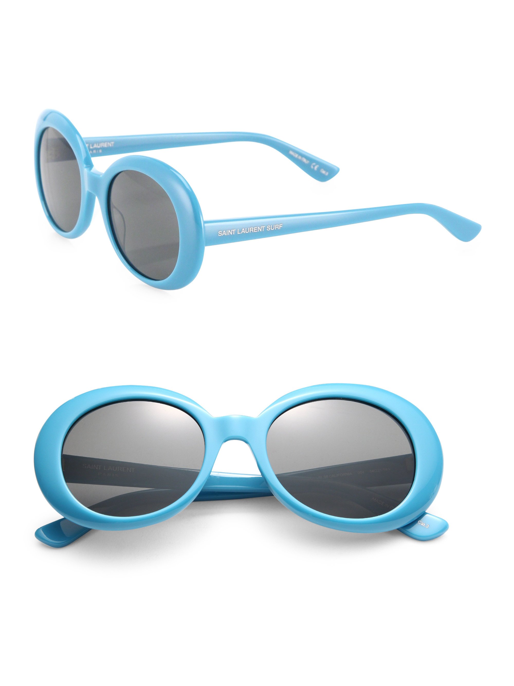 Saint Laurent Sl 98 California 53mm Oversized Oval Sunglasses in Blue Smoke  (Blue) - Lyst