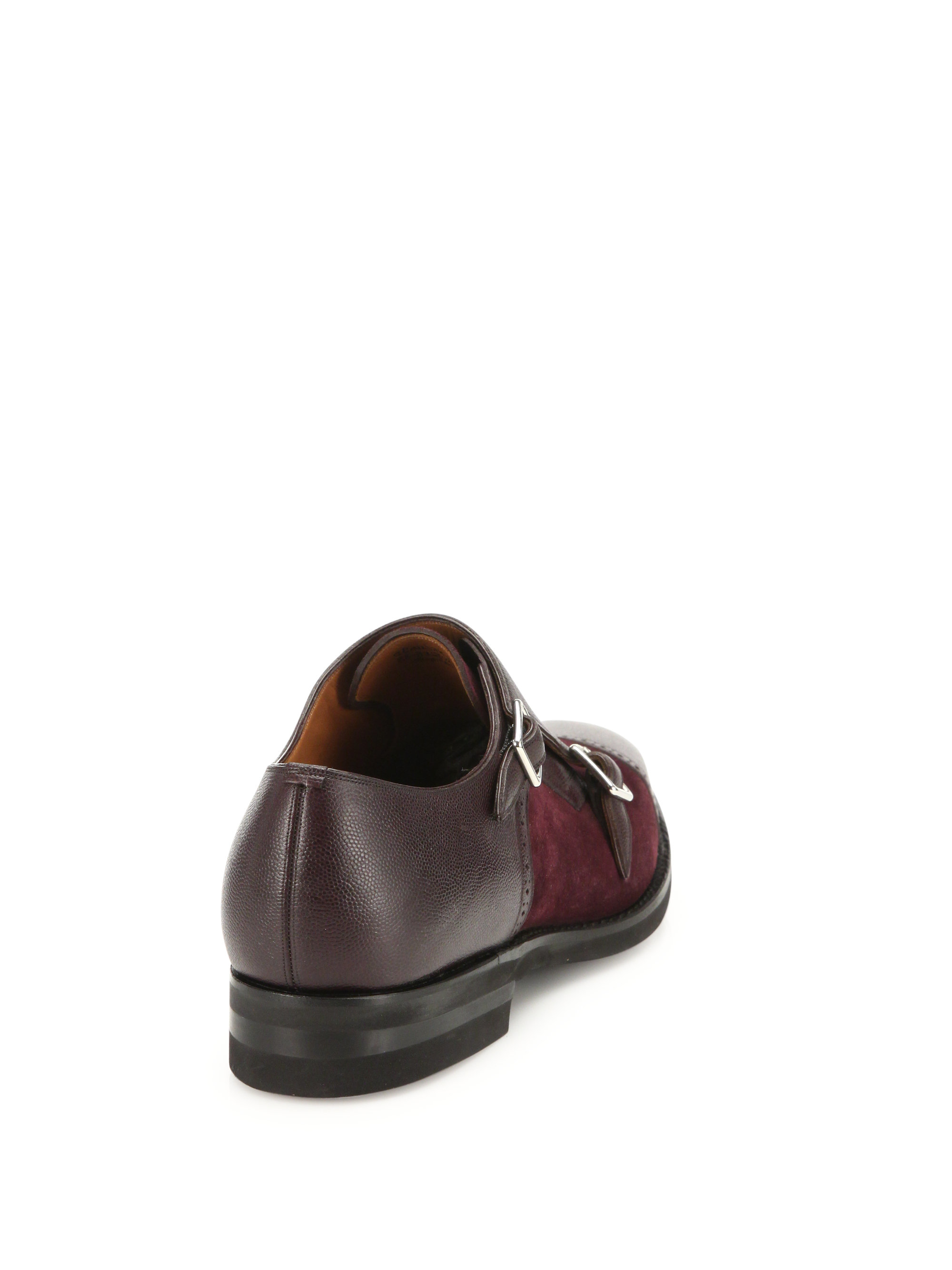 Bally Scribe Novo Monk Strap Suede &amp; Leather Shoes for Men