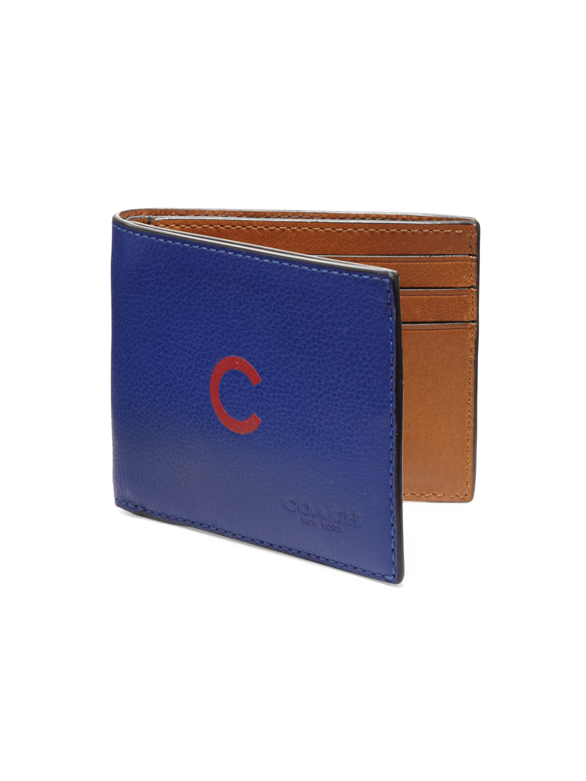 COACH Bifold Leather Wallet in Blue for Men - Lyst