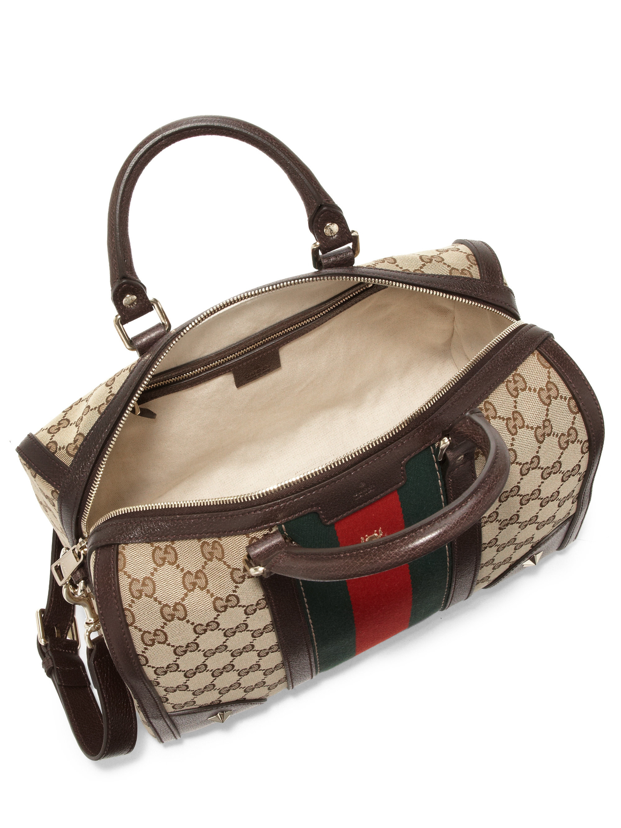 Gucci GG Canvas Web Boston Bag ○ Labellov ○ Buy and Sell