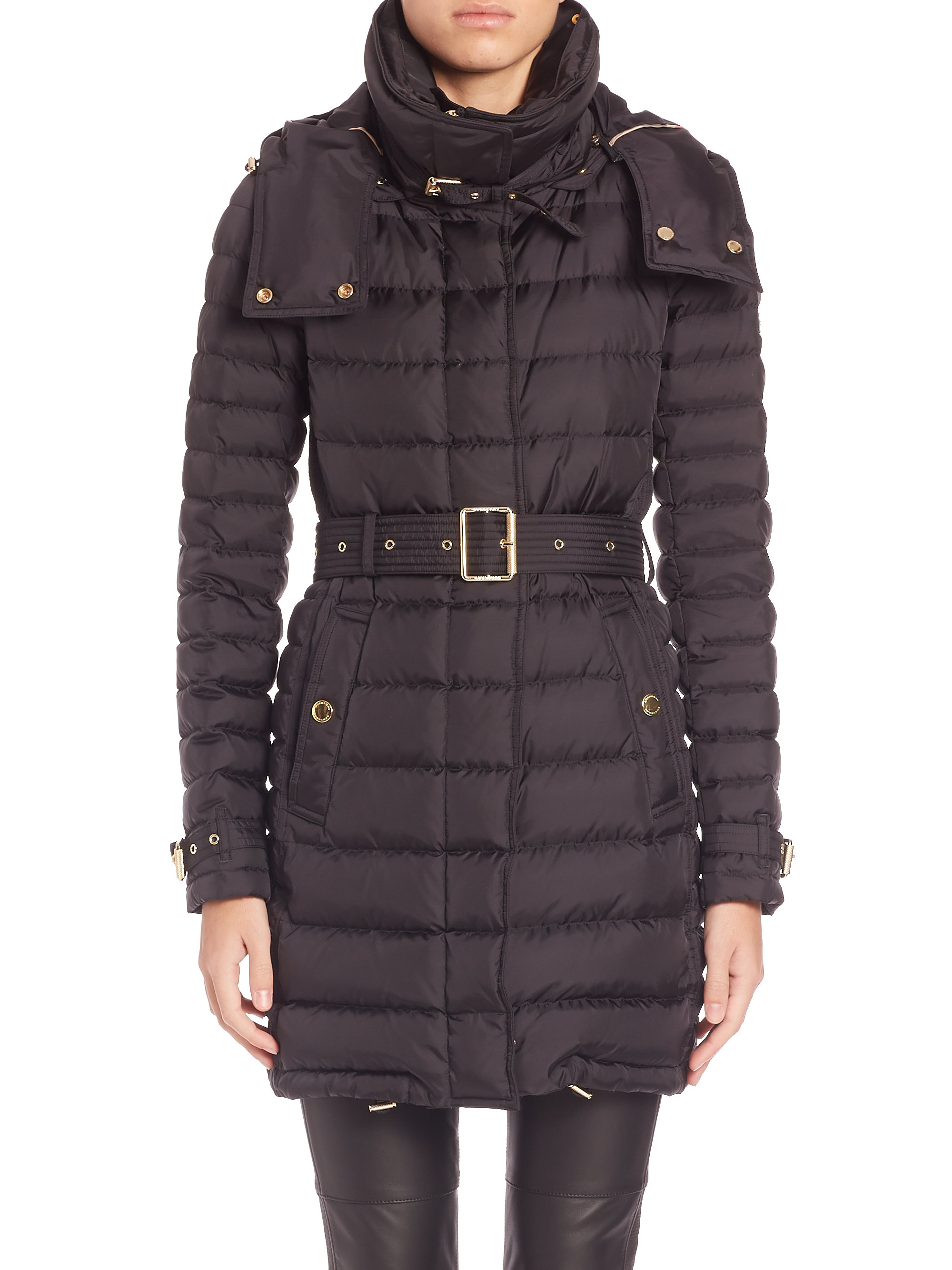 black burberry puffer coat