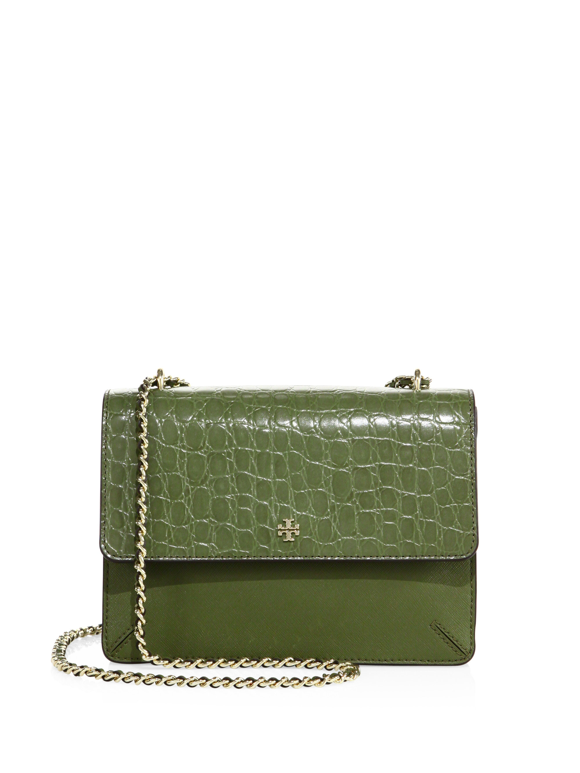 Tory Burch Robinson Convertible Croc-embossed Leather Crossbody Bag in ...