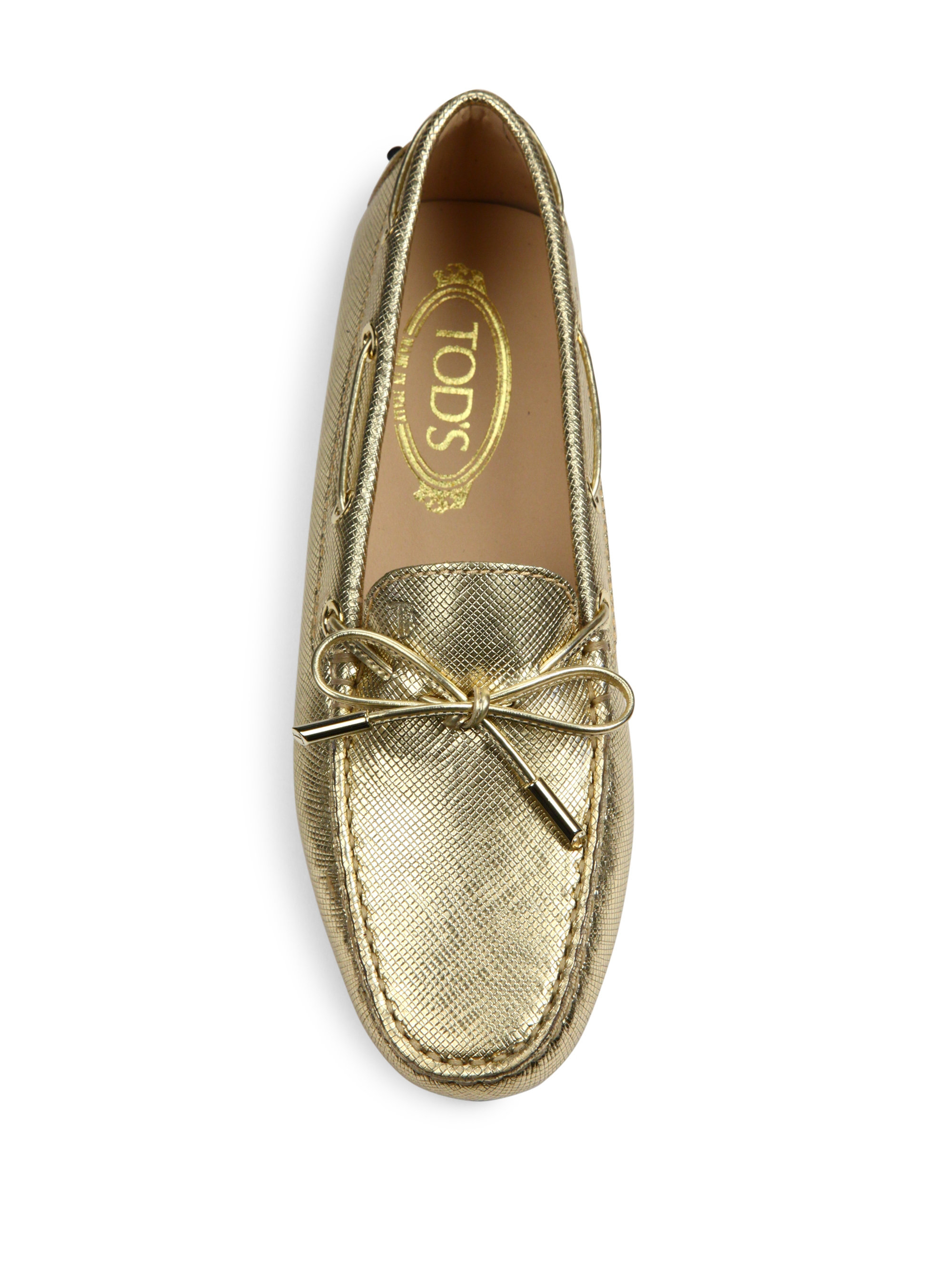 Tod's Leather Glitter Loafers in Gold (Metallic) - Lyst