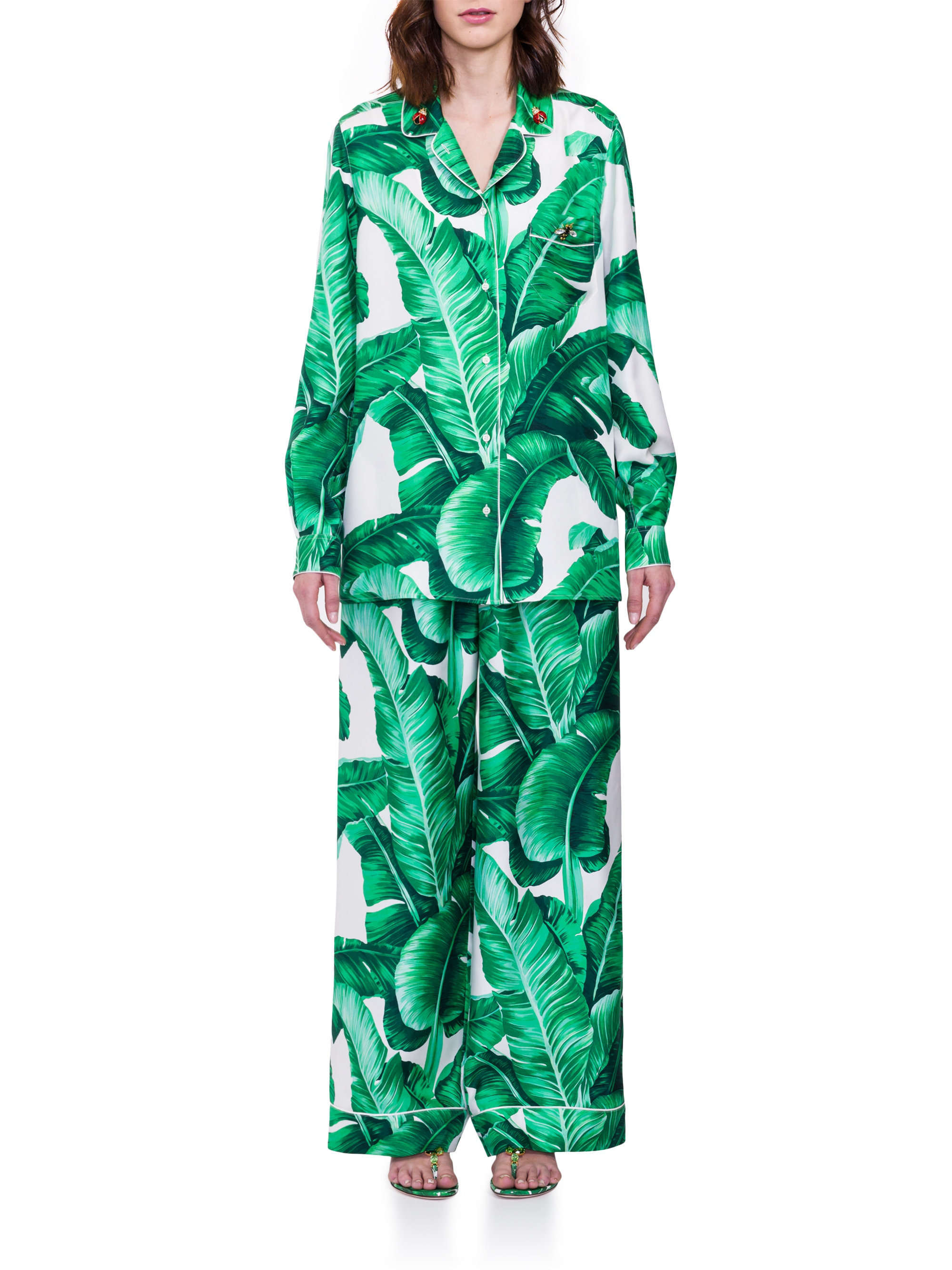 Dolce \u0026 Gabbana Silk Banana Leaf Print 