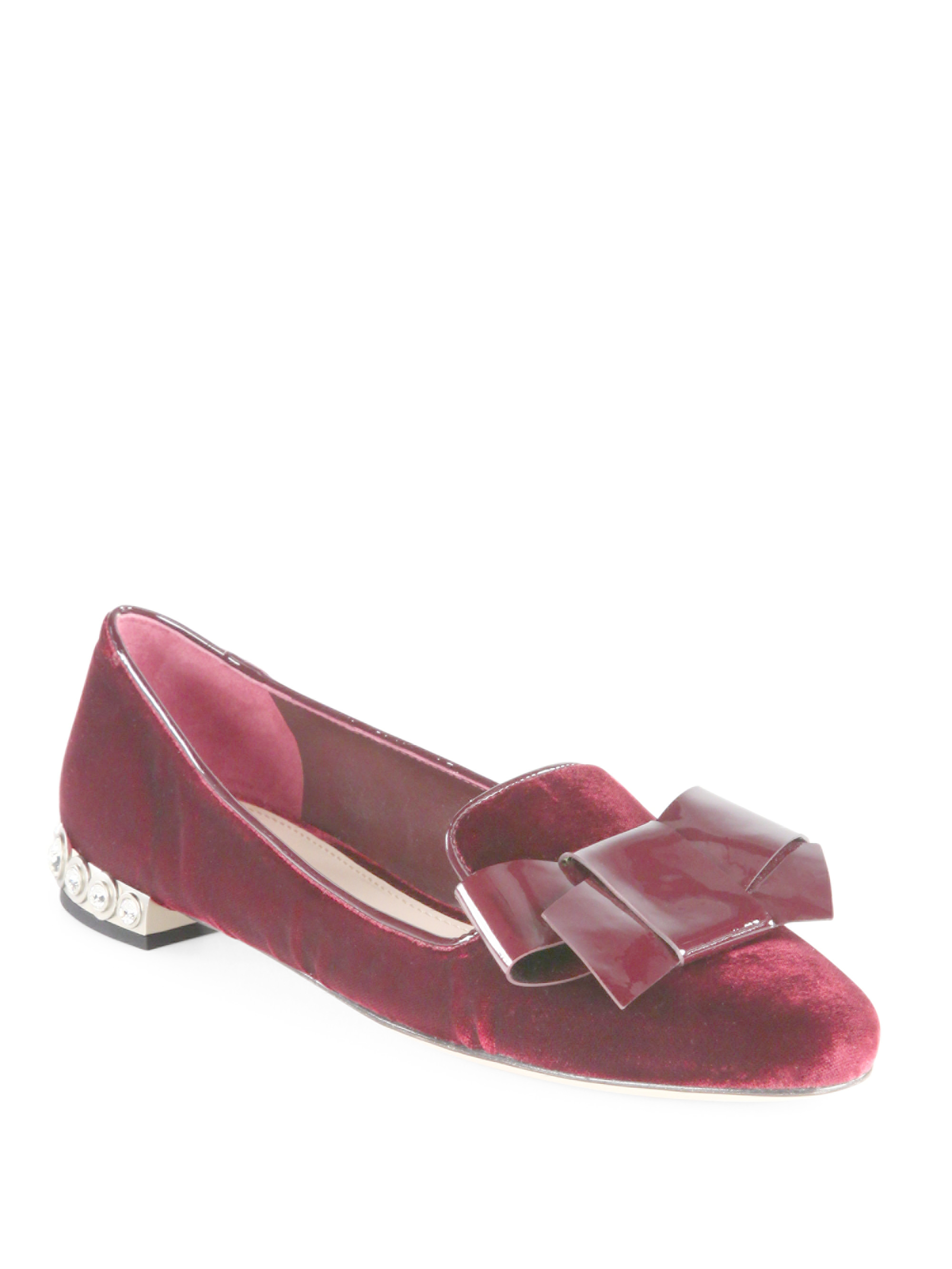Miu miu Swarovski Crystal-heel Velvet Smoking Slippers in Red (bordeaux ...