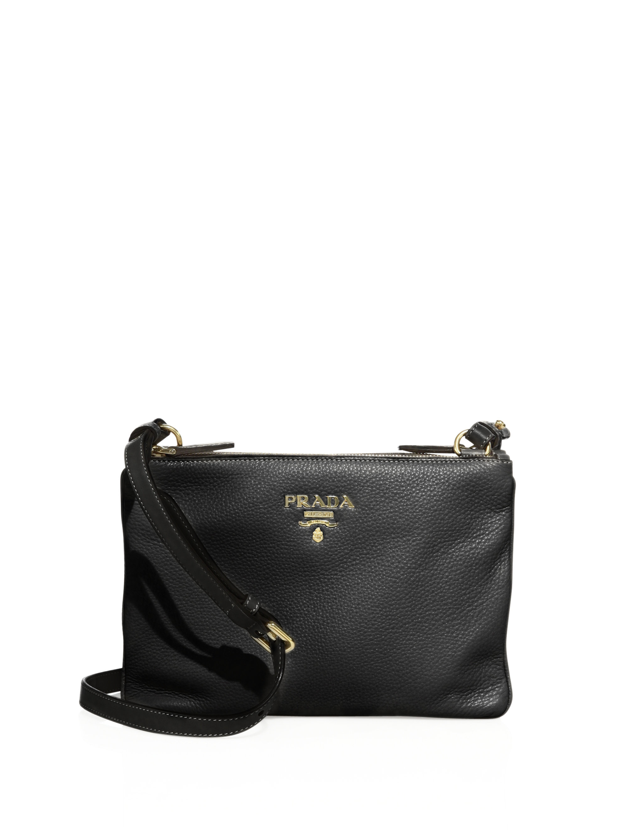 Prada Leather Crossbody Bag in Black - Save 19% | Lyst