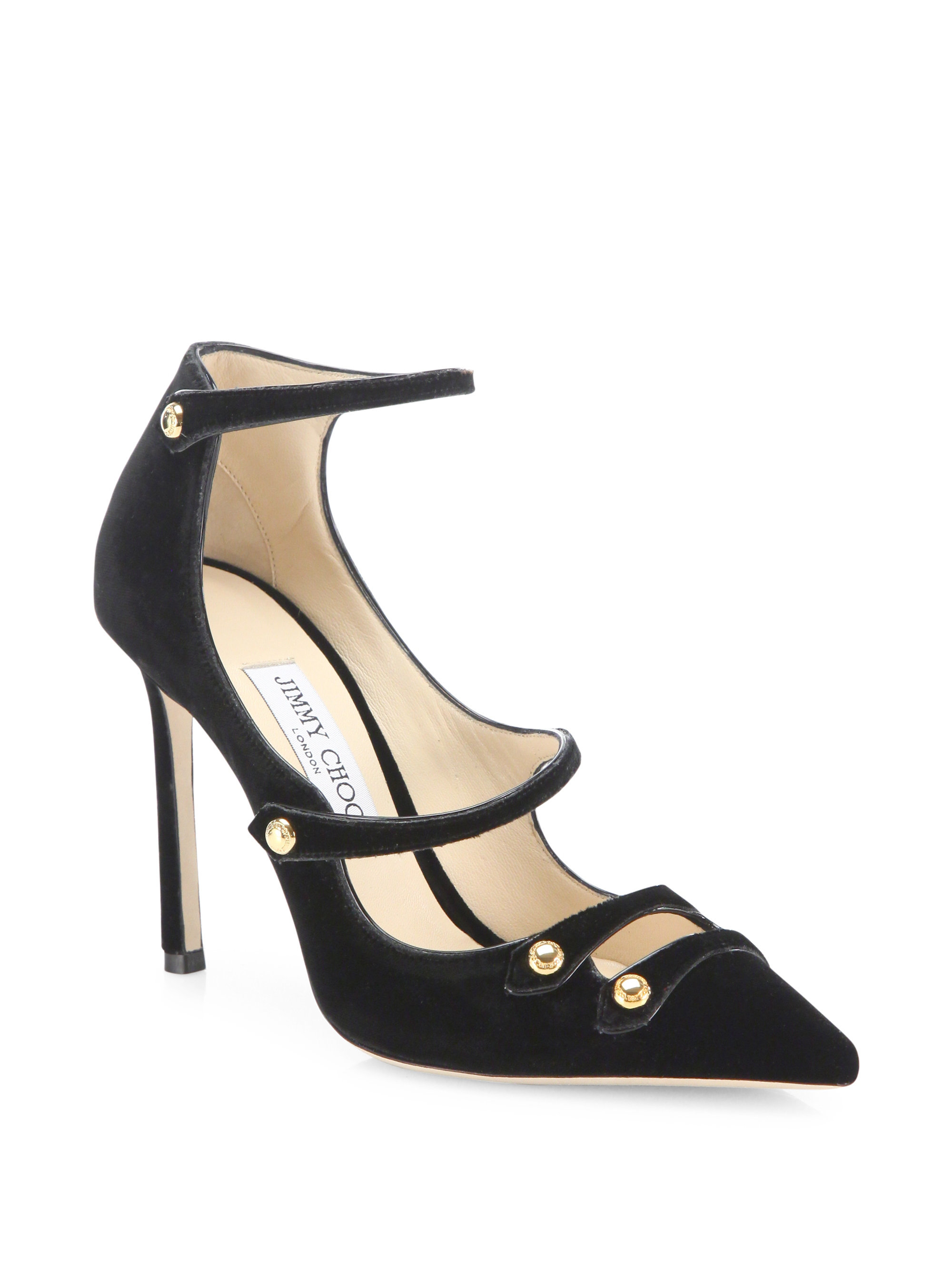 Jimmy Choo Lacey Strappy Velvet Mary Jane Pump in Black | Lyst