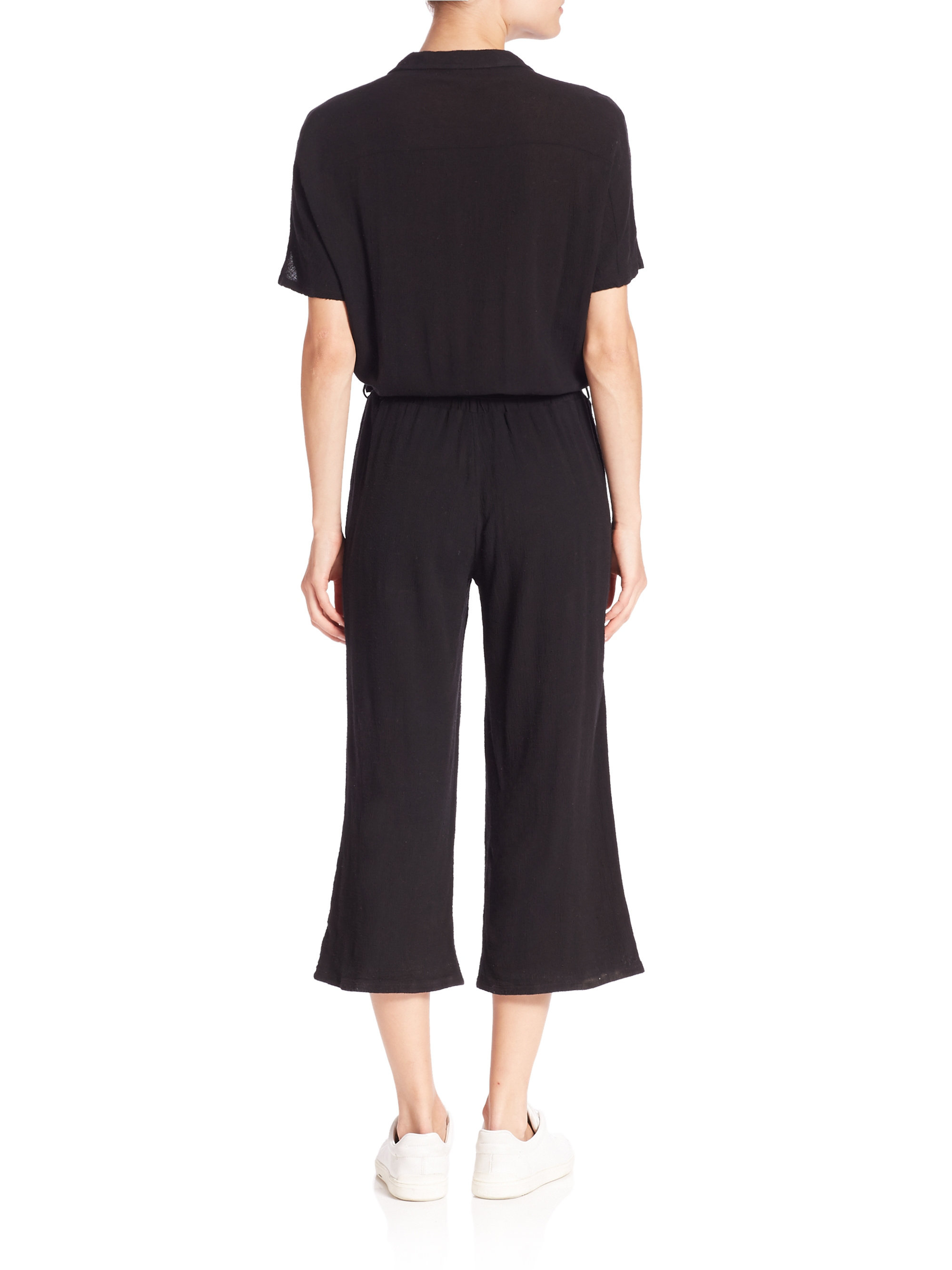 Stateside Cotton Cropped Jumpsuit in Black Lyst