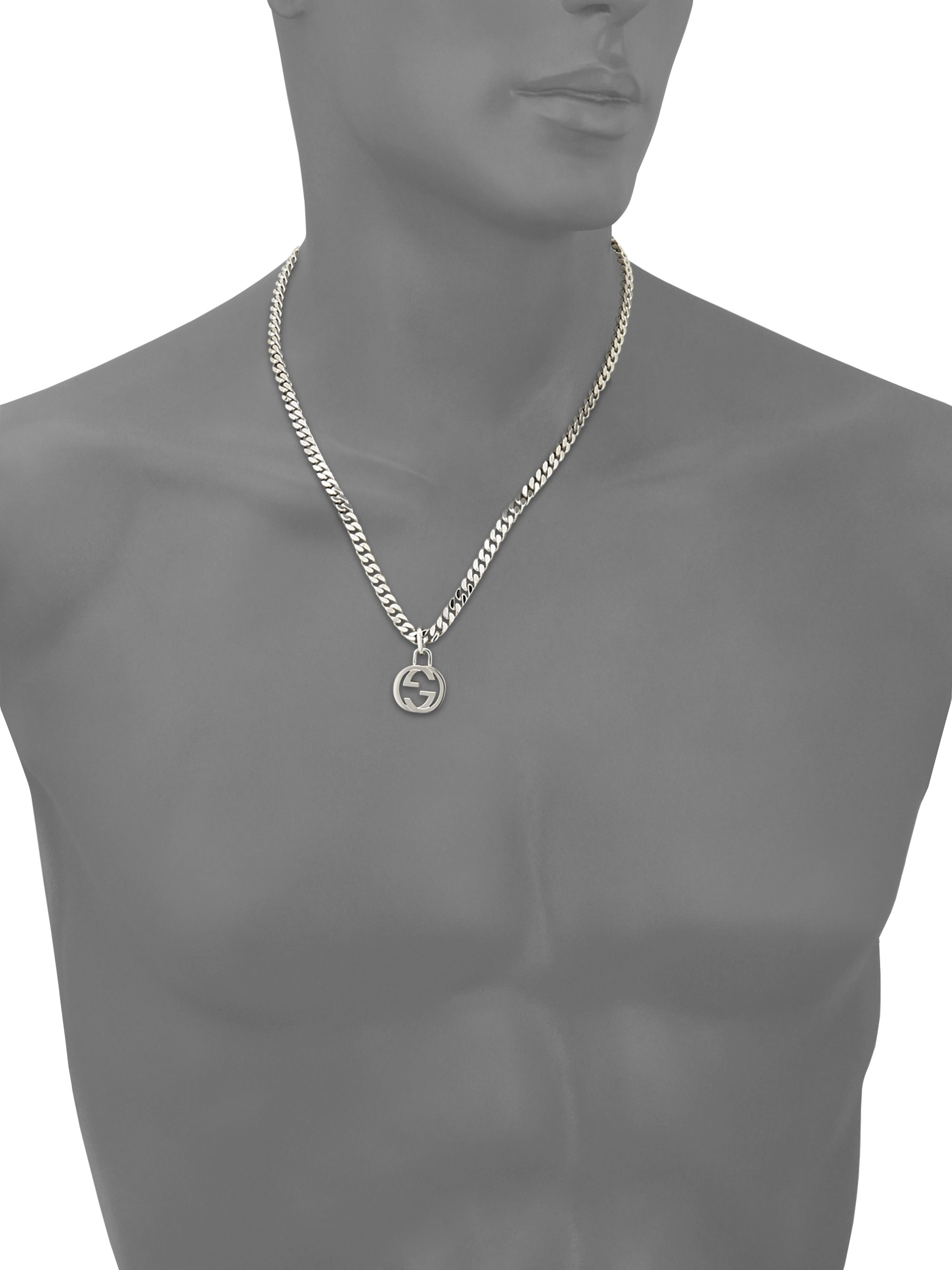 Gucci Interlocking Gg Sterling Silver Necklace in Metallic for Men - Lyst