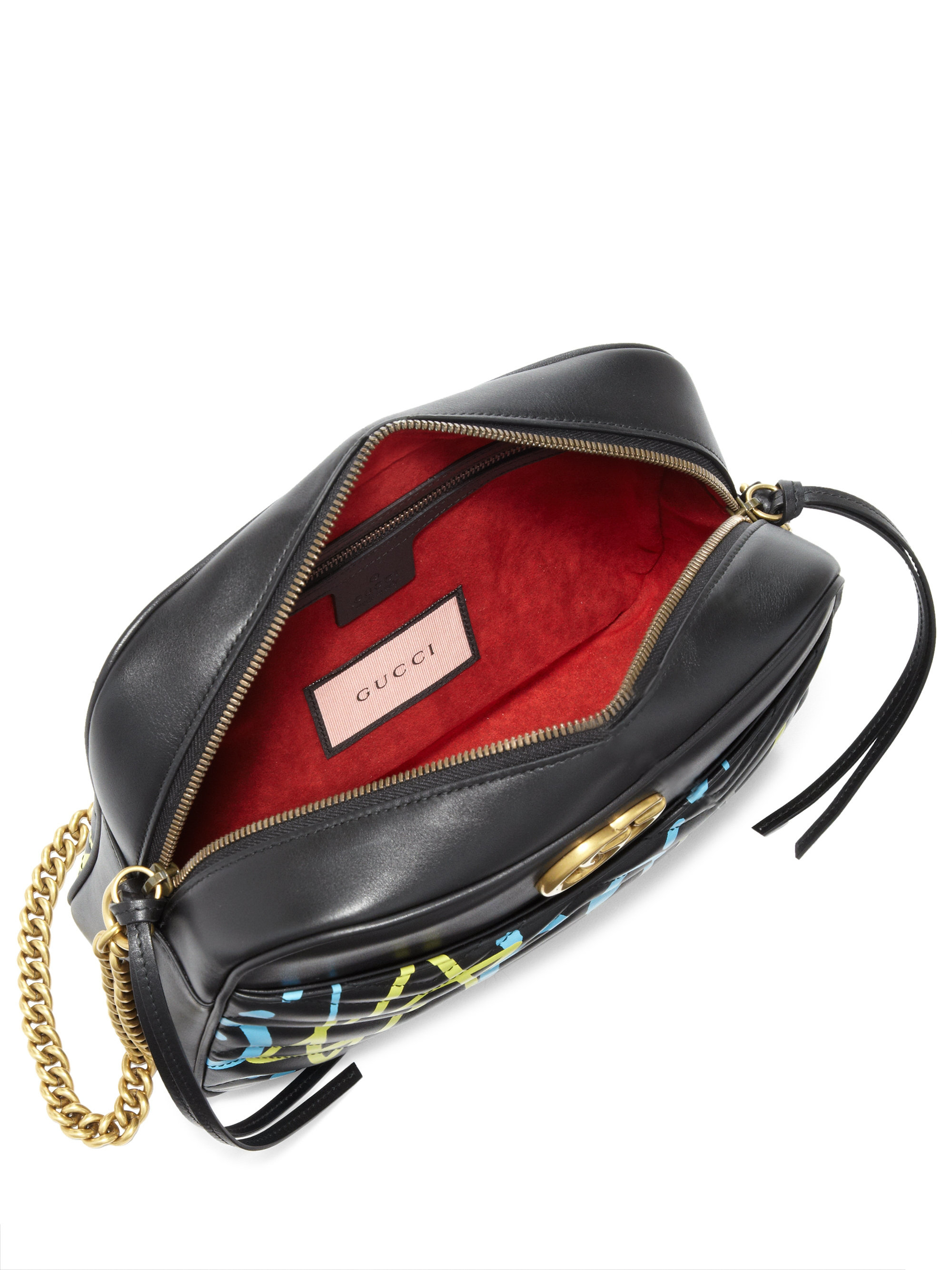 Gucci Ghost GG Marmont Matelassé Leather Shoulder Bag in Black - Lyst