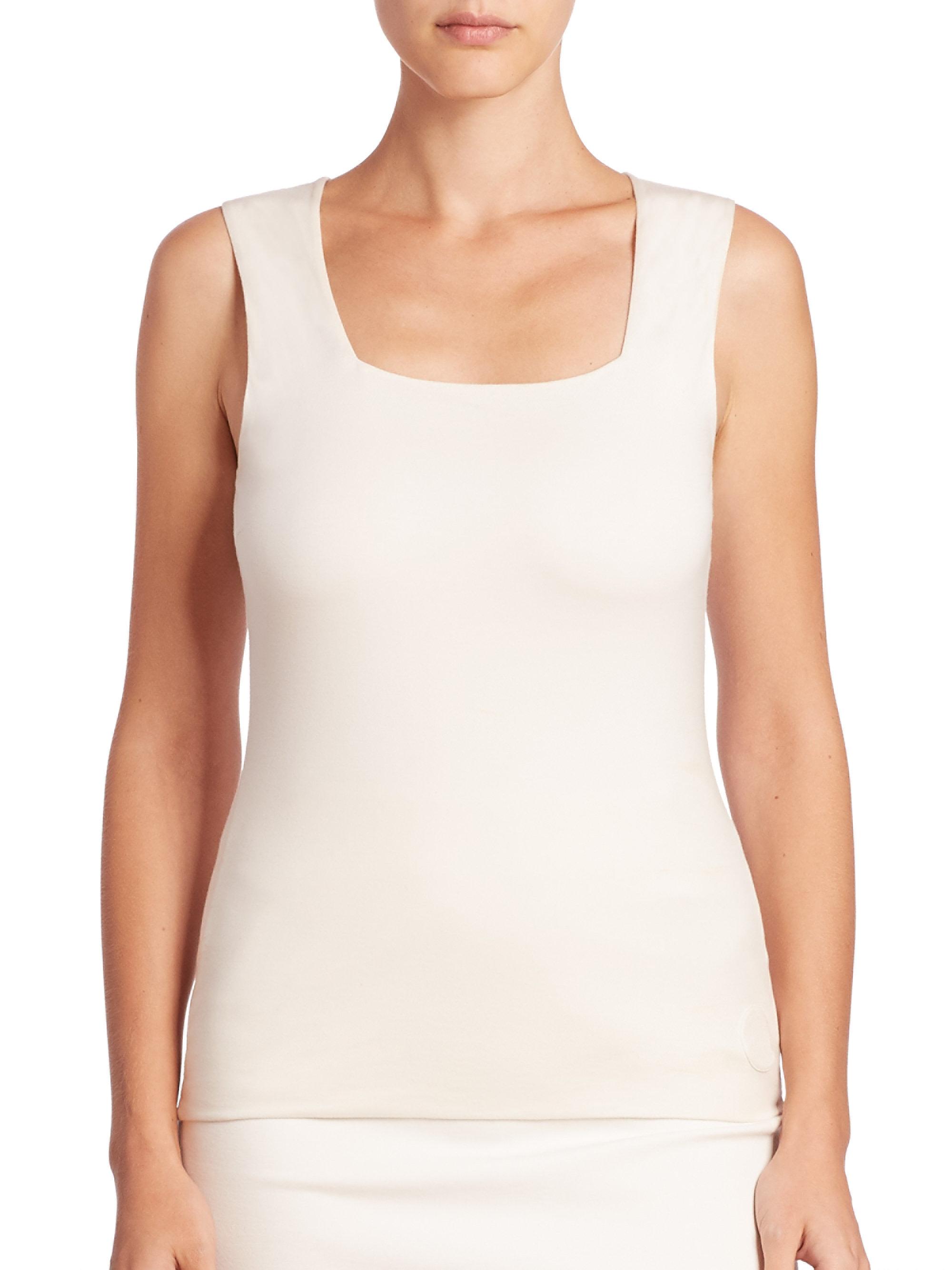 Lyst - Akris Punto Square Neck Top in White