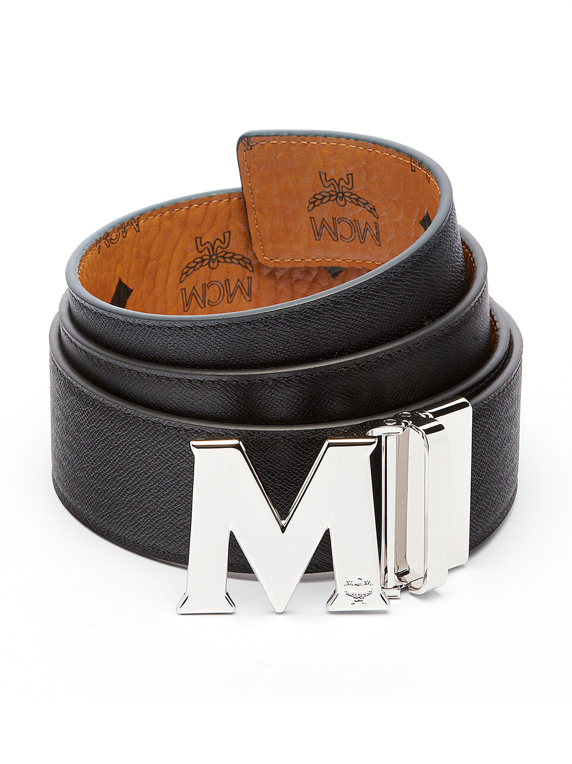 Mcm Monogrammed Leather Belt for Men | Lyst