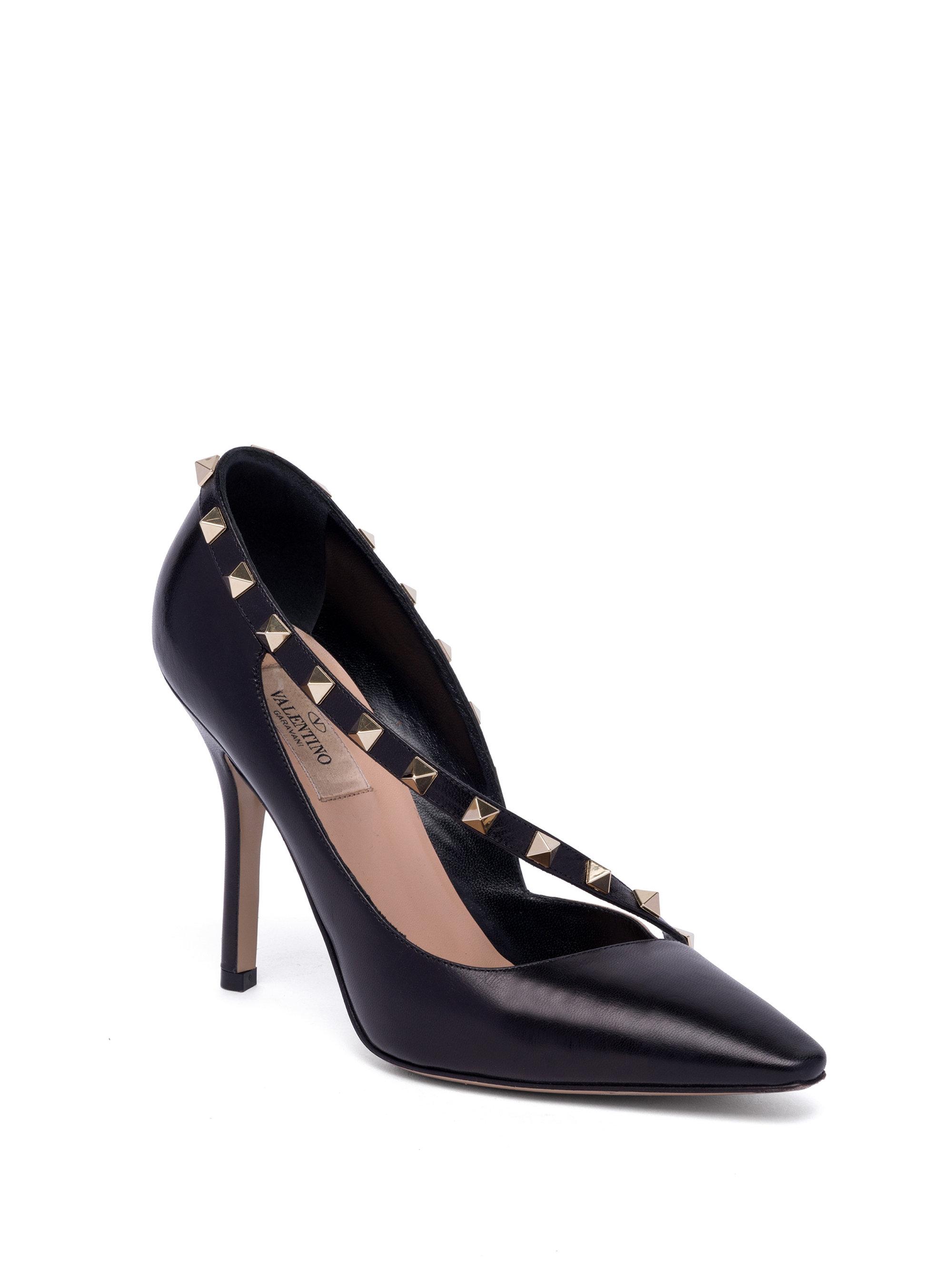 Valentino Rockstud D'orsay Leather Point Toe Pumps in Black | Lyst