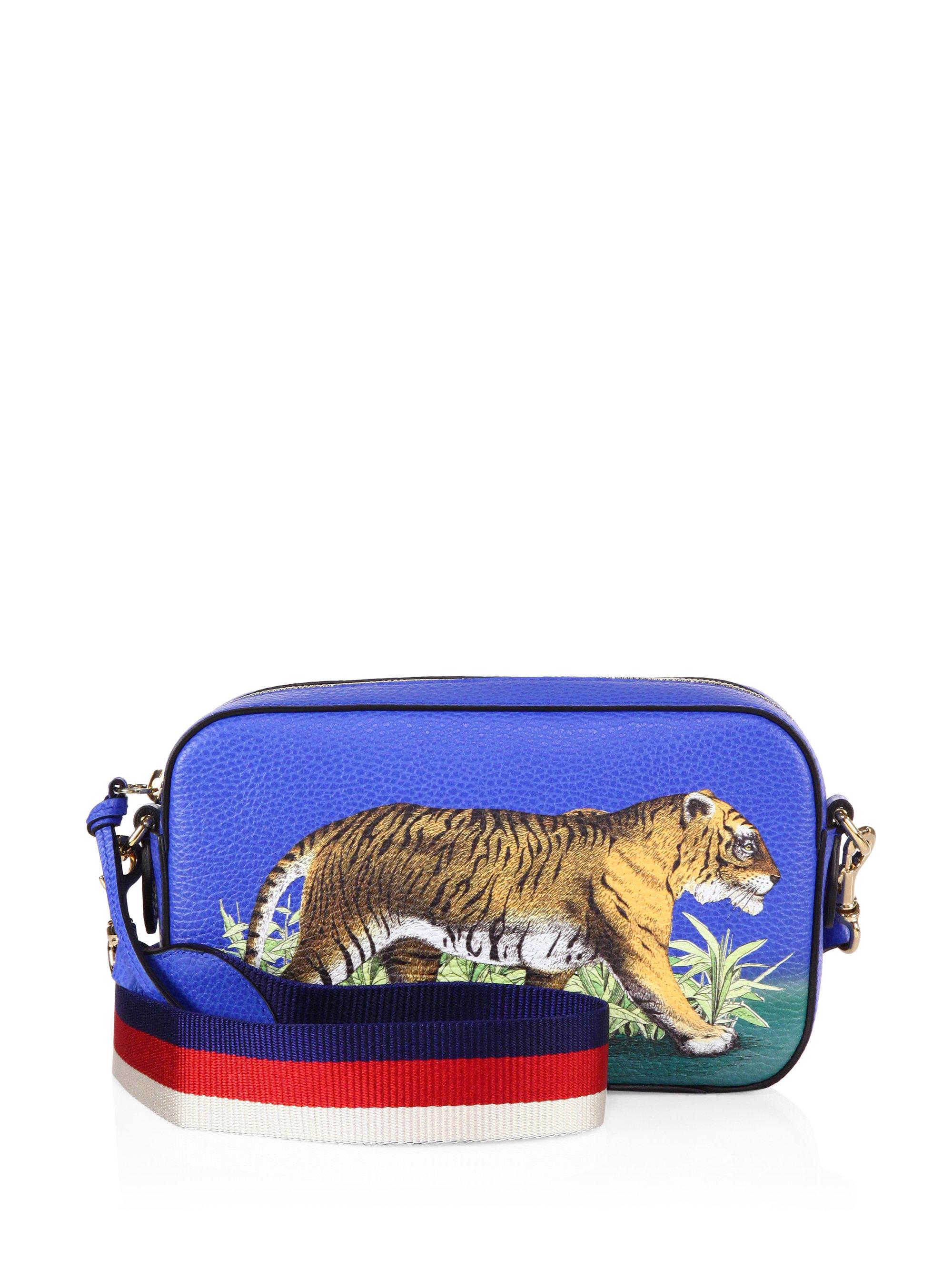 Gucci Tiger Leather Camera Bag in Blue | Lyst