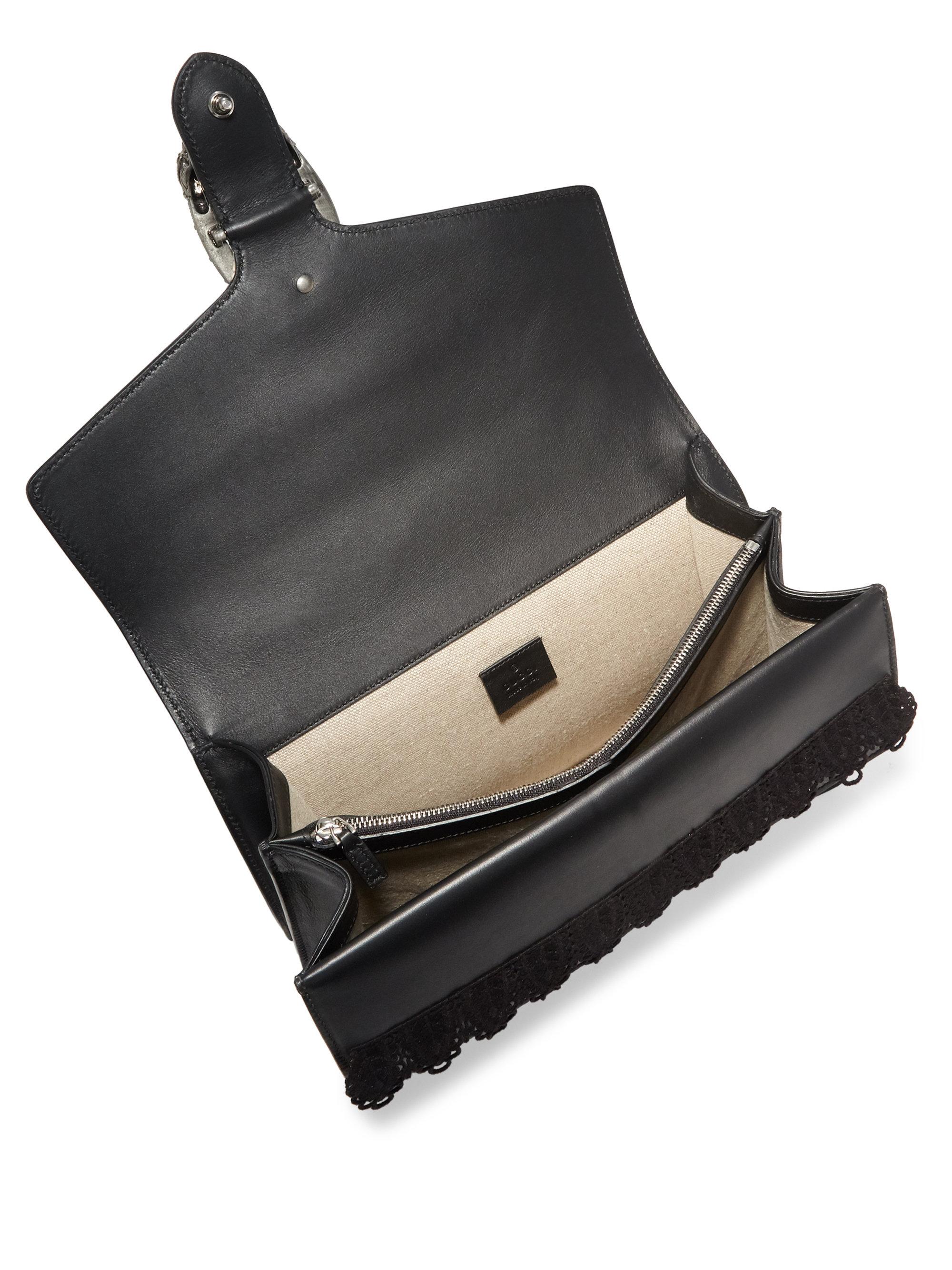 Lyst - Gucci Dionysus Medium Embroidered Leather Shoulder Bag in Black