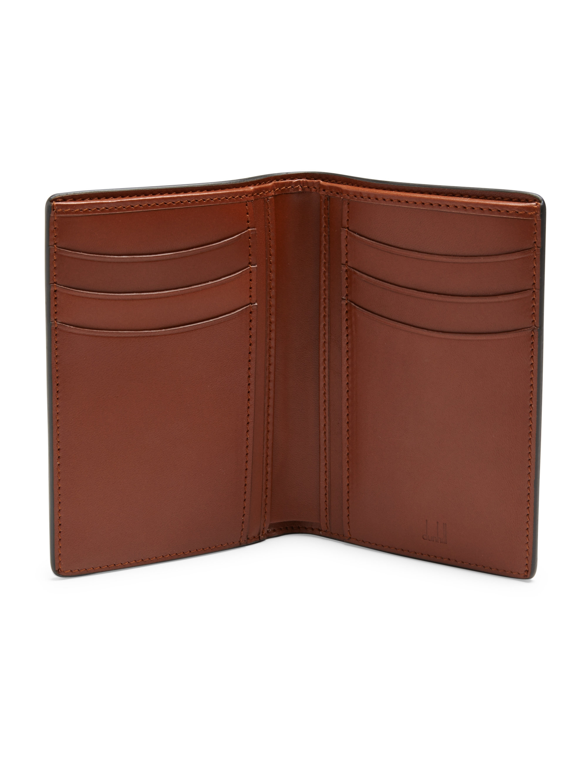 Dunhill Chassis Small Vertical Leather Bifold Wallet in Green (Brown