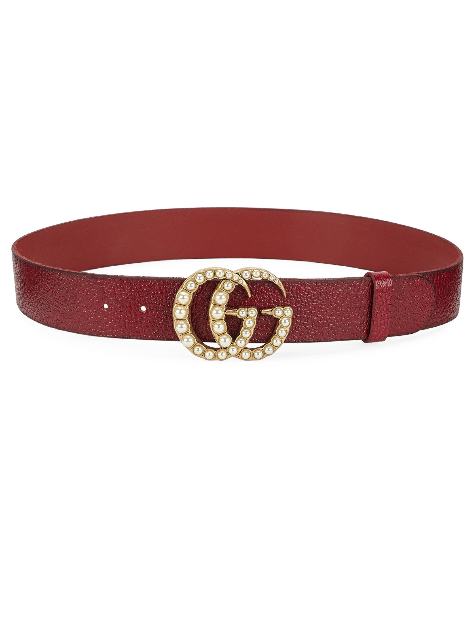 Gucci Red Leather Torchon Chain GG Buckle Belt 95CM Gucci