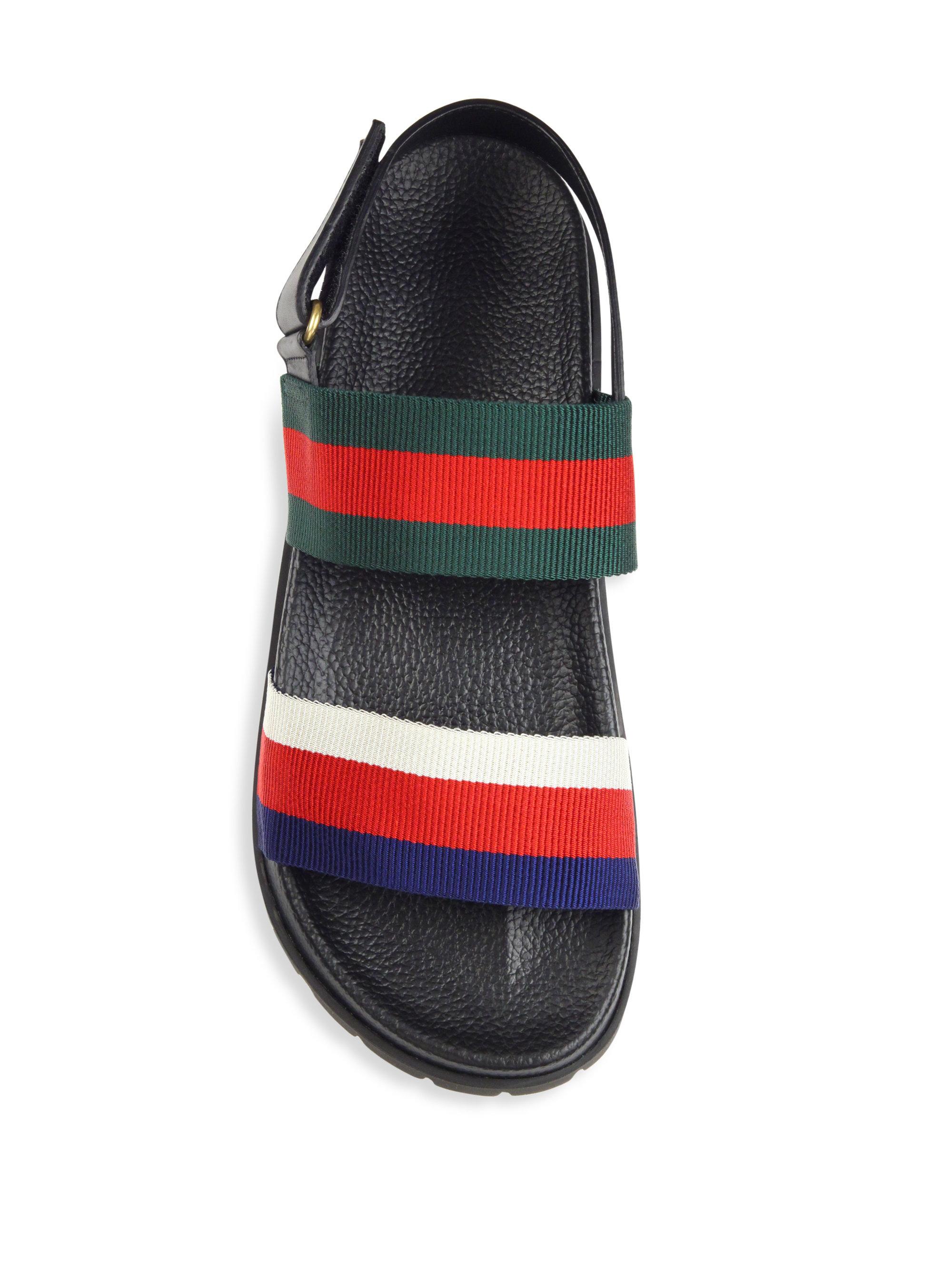 Gucci Rimini Leather Double Strap Sandals | Lyst