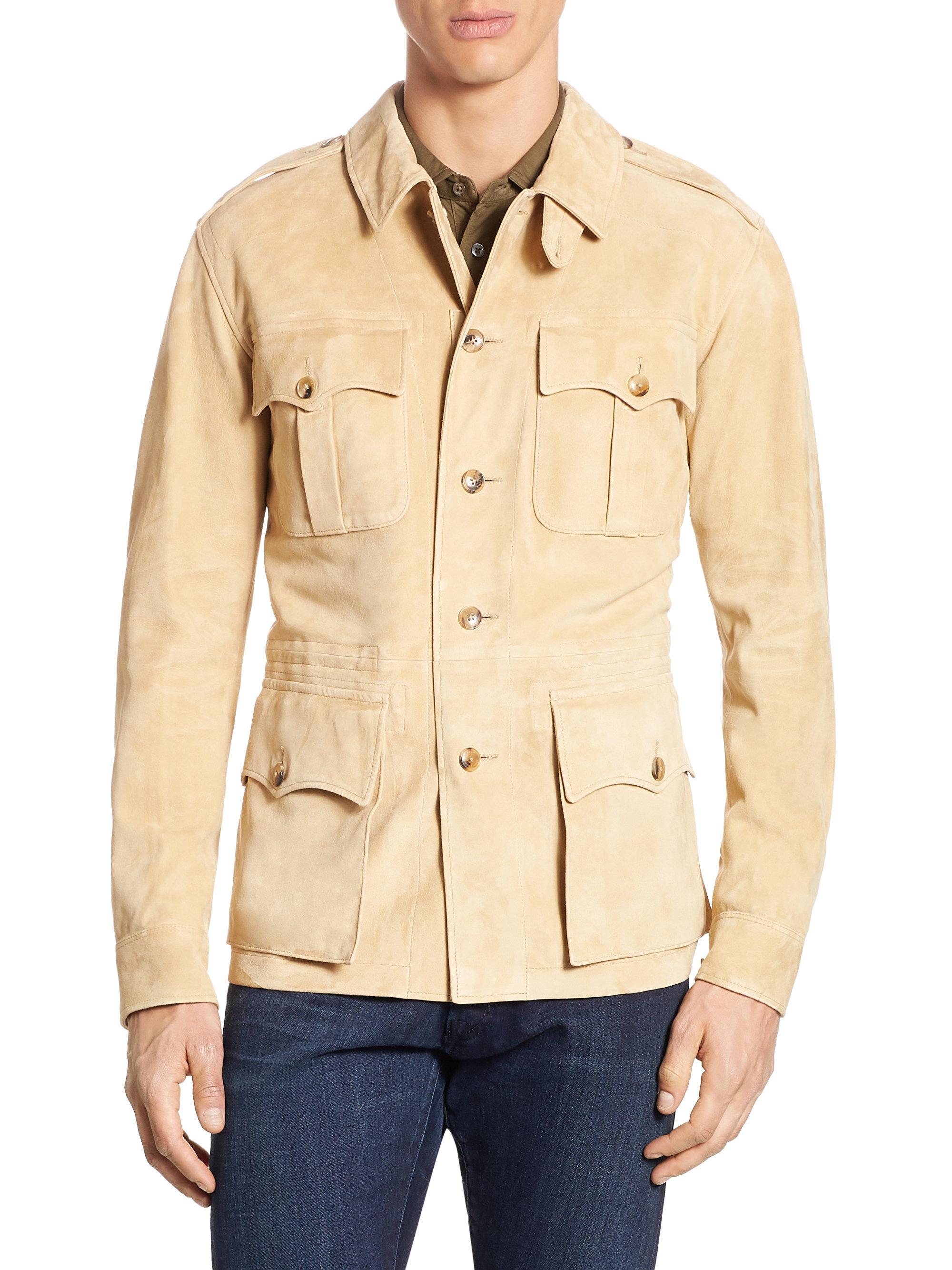 Polo Ralph Lauren Suede Safari Jacket in Natural for Men | Lyst