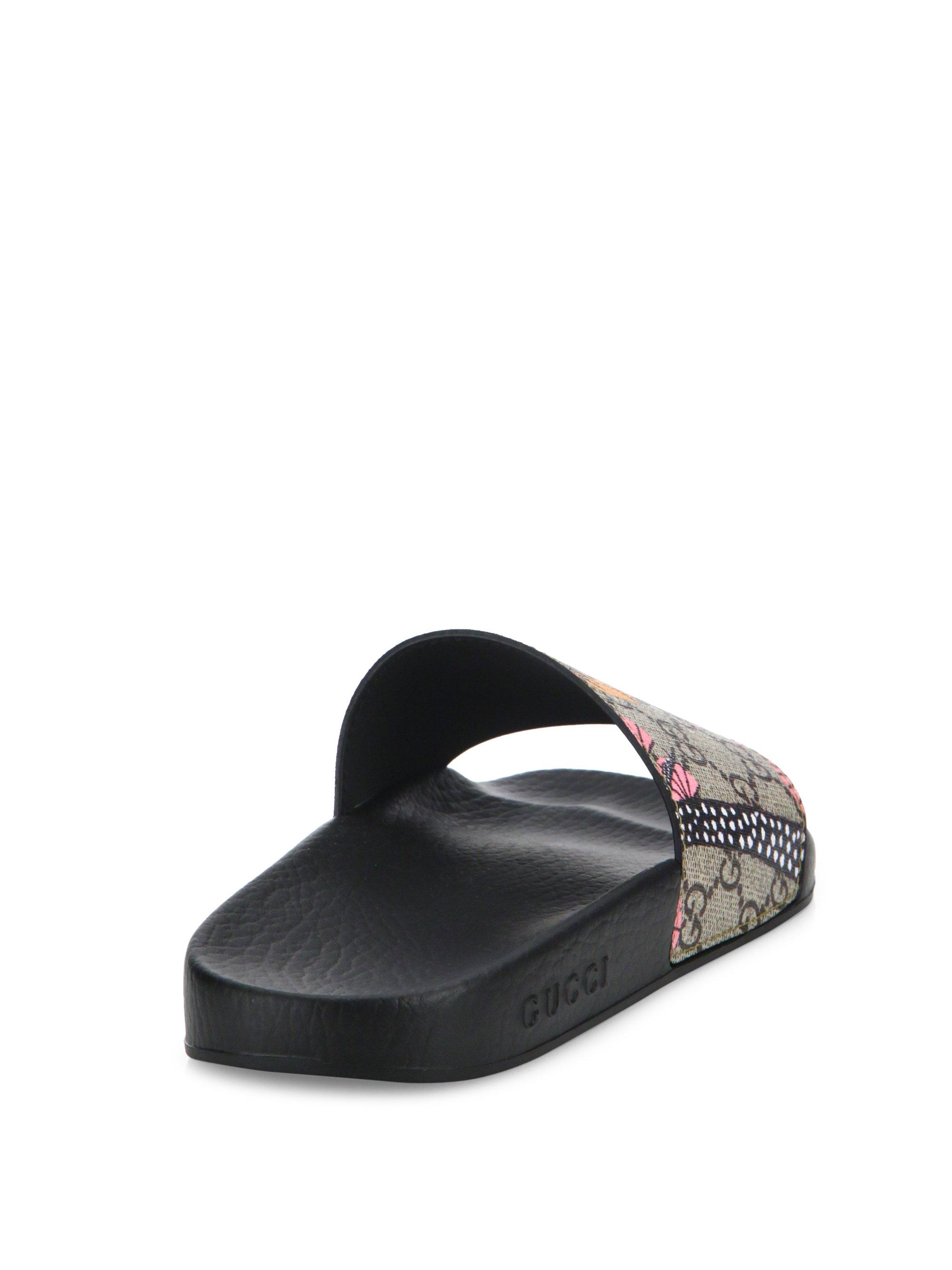 Gucci Pursuit Tiger Gg Supreme Canvas Slides | Lyst