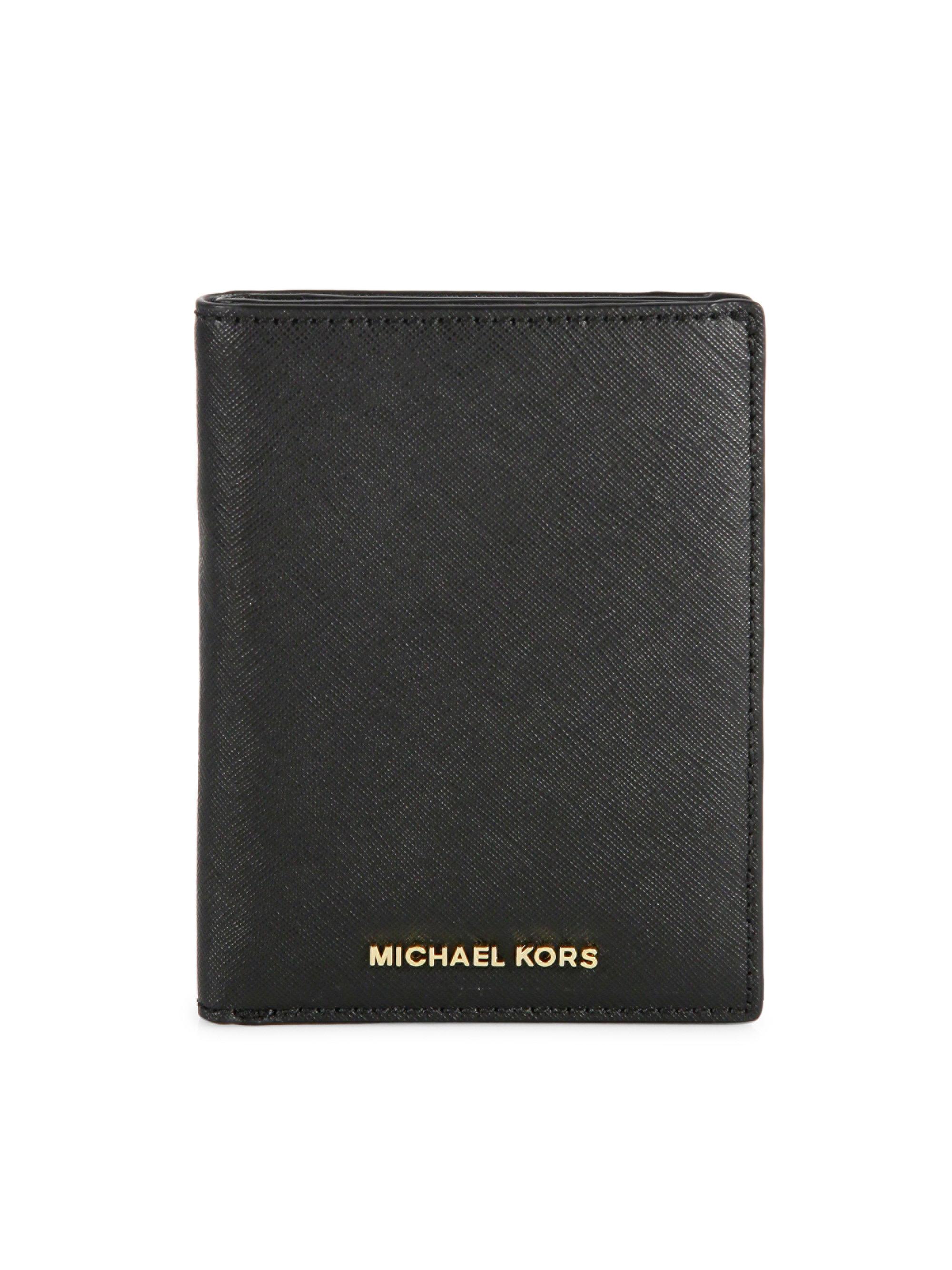 MICHAEL Michael Kors Leather Passport Wallet in Black for Men - Lyst