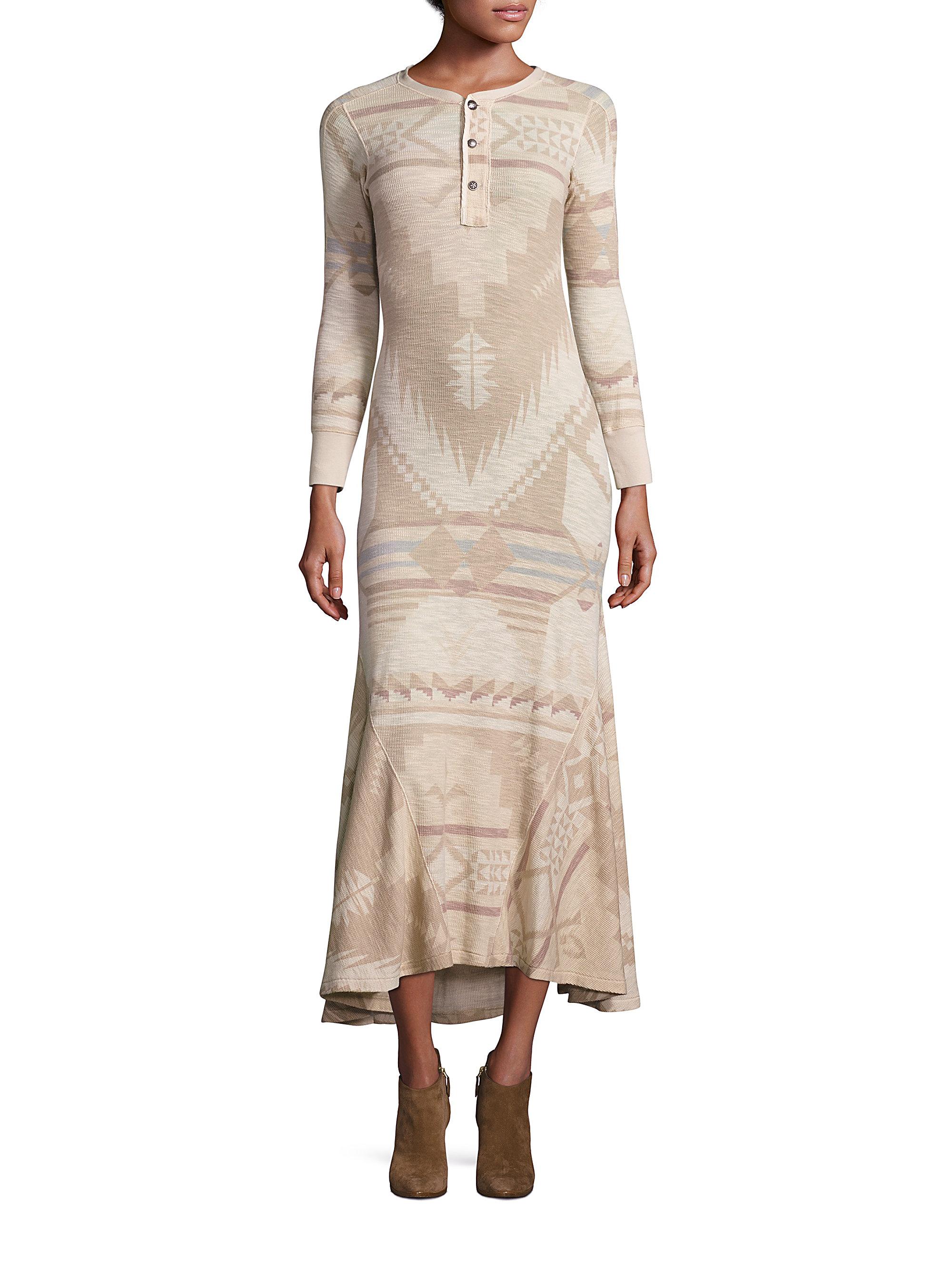 Polo Ralph Lauren Cotton Printed Henley Maxi Dress Lyst