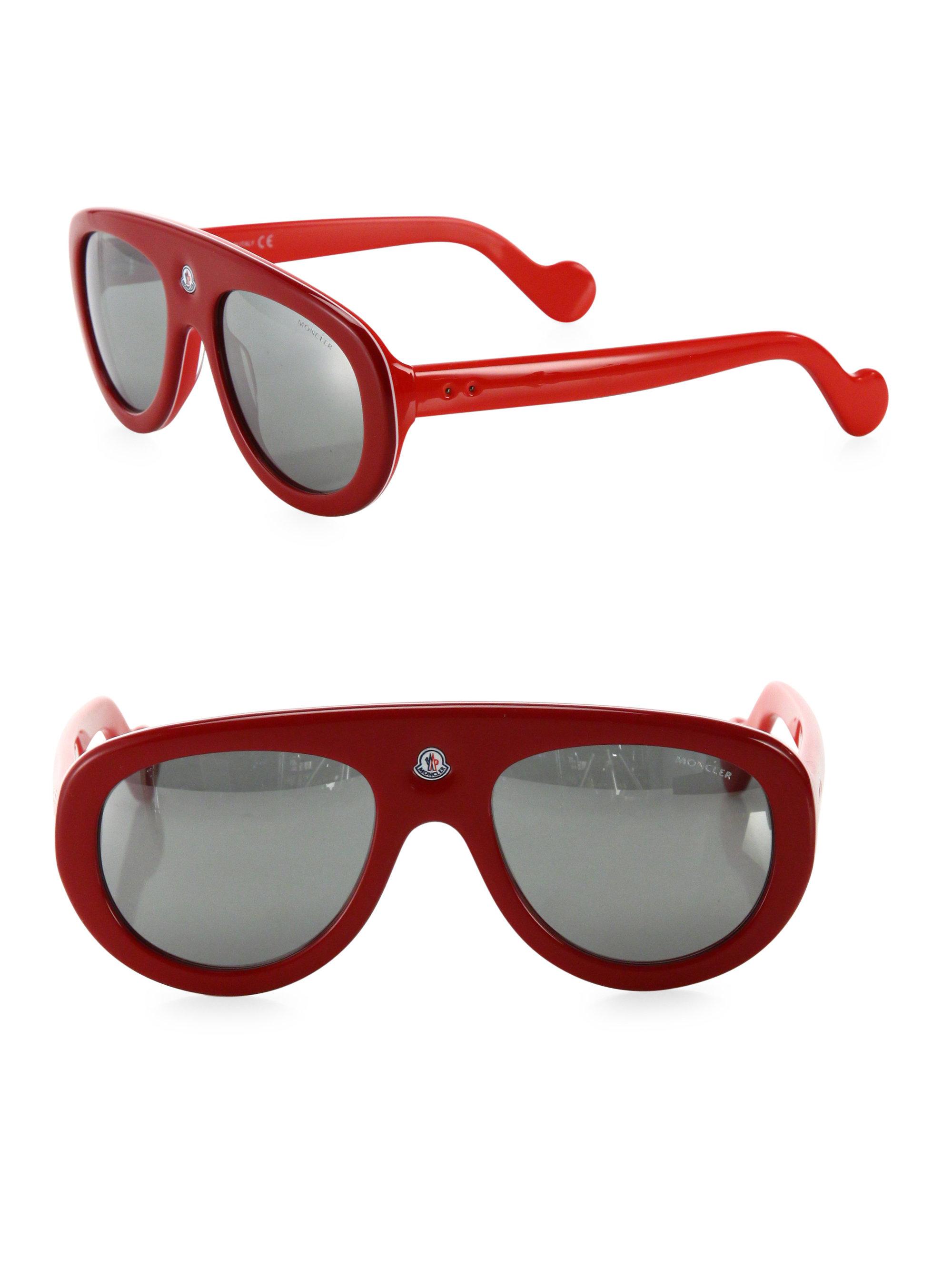 Moncler 55mm Oval Sunglasses in Red for Men Lyst
