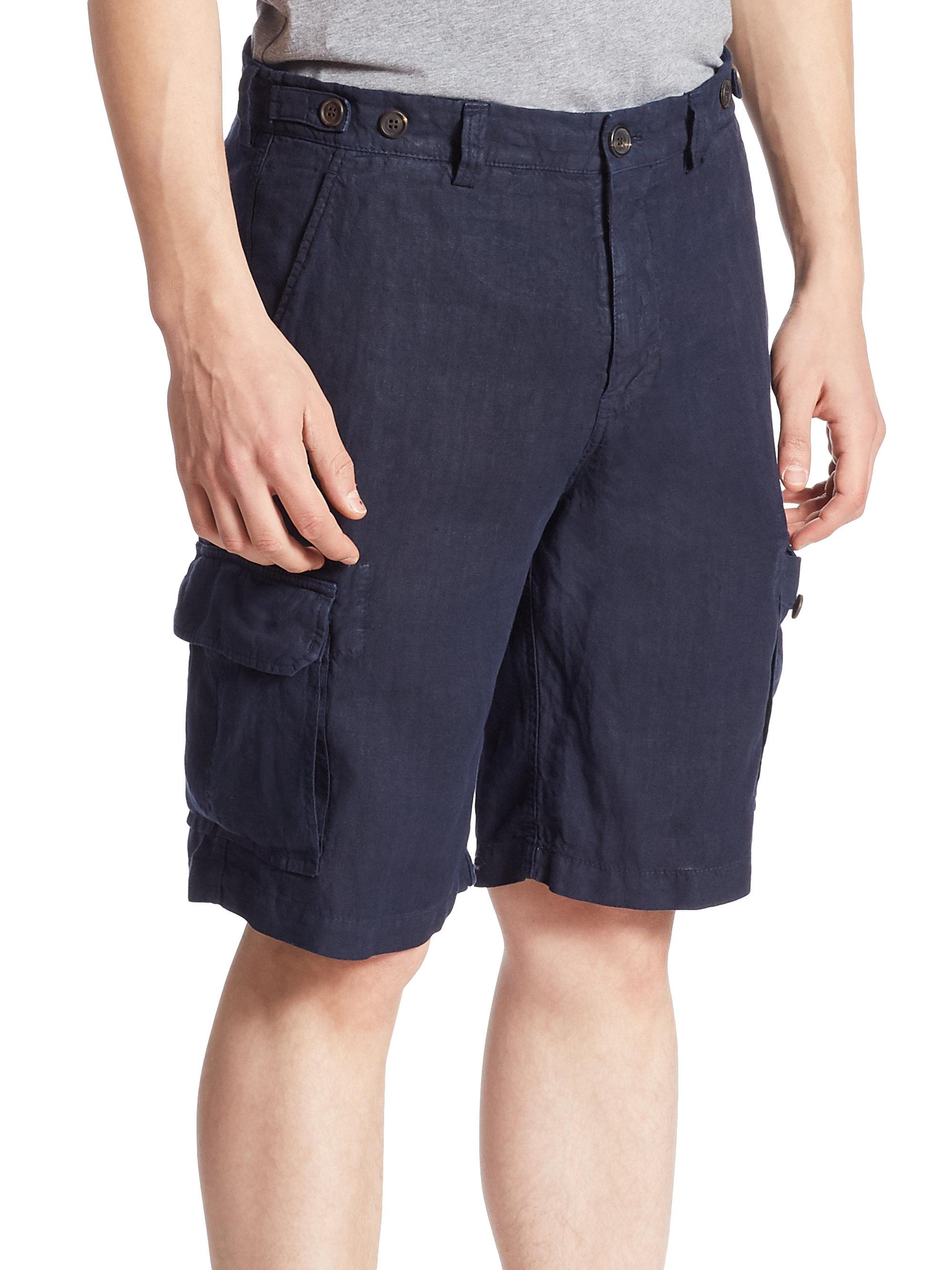 Brunello Cucinelli Linen Cargo Shorts in Blue for Men - Lyst