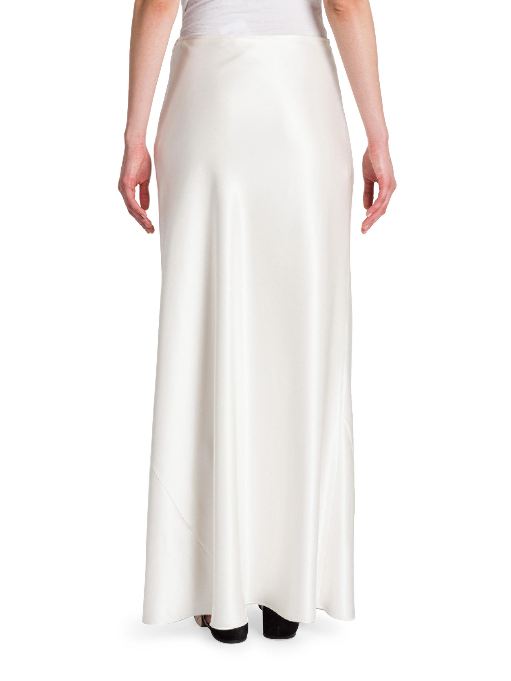 Jil Sander Silk Maxi Skirt in White - Lyst