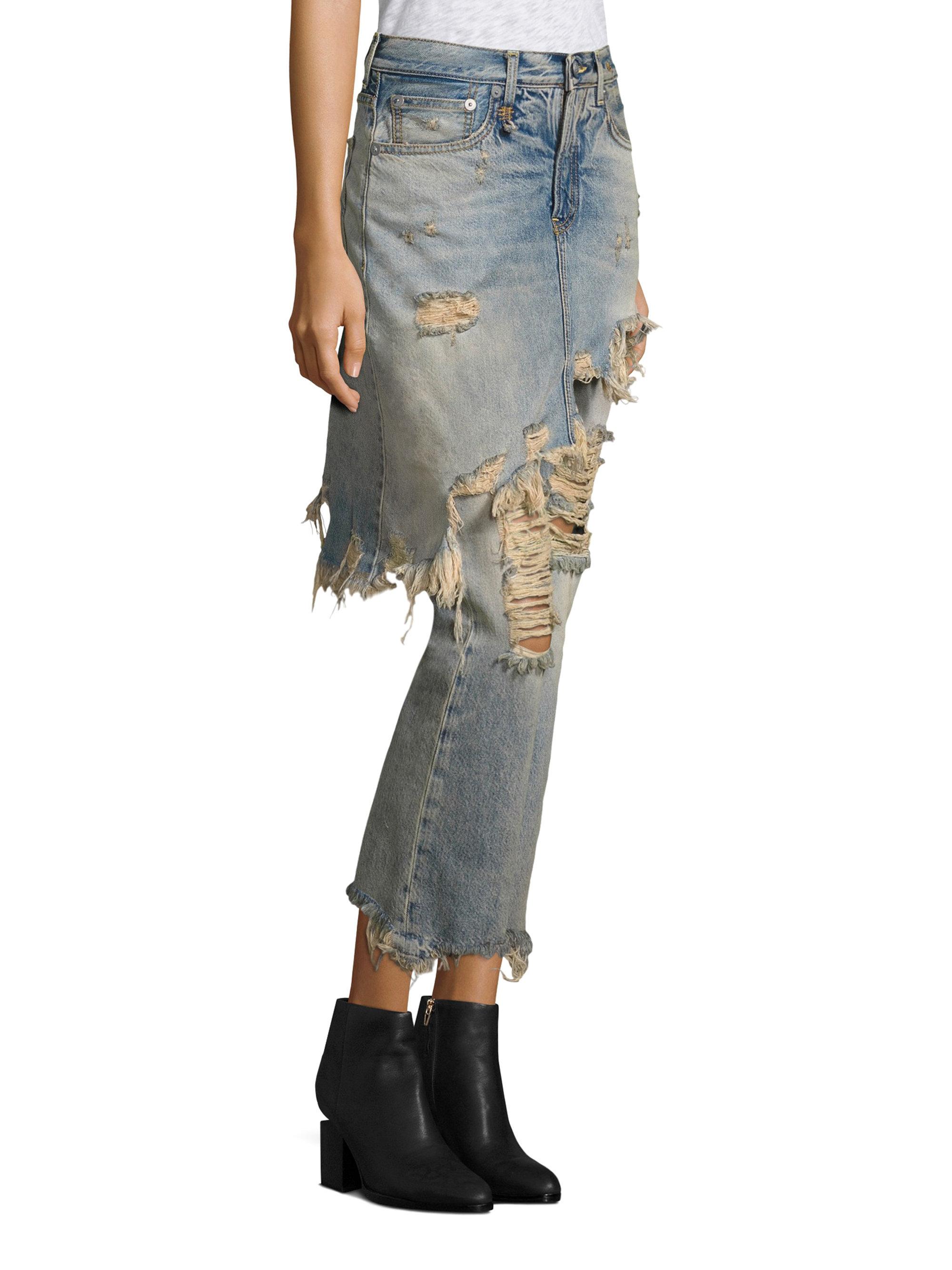 jeans with skirt overlay