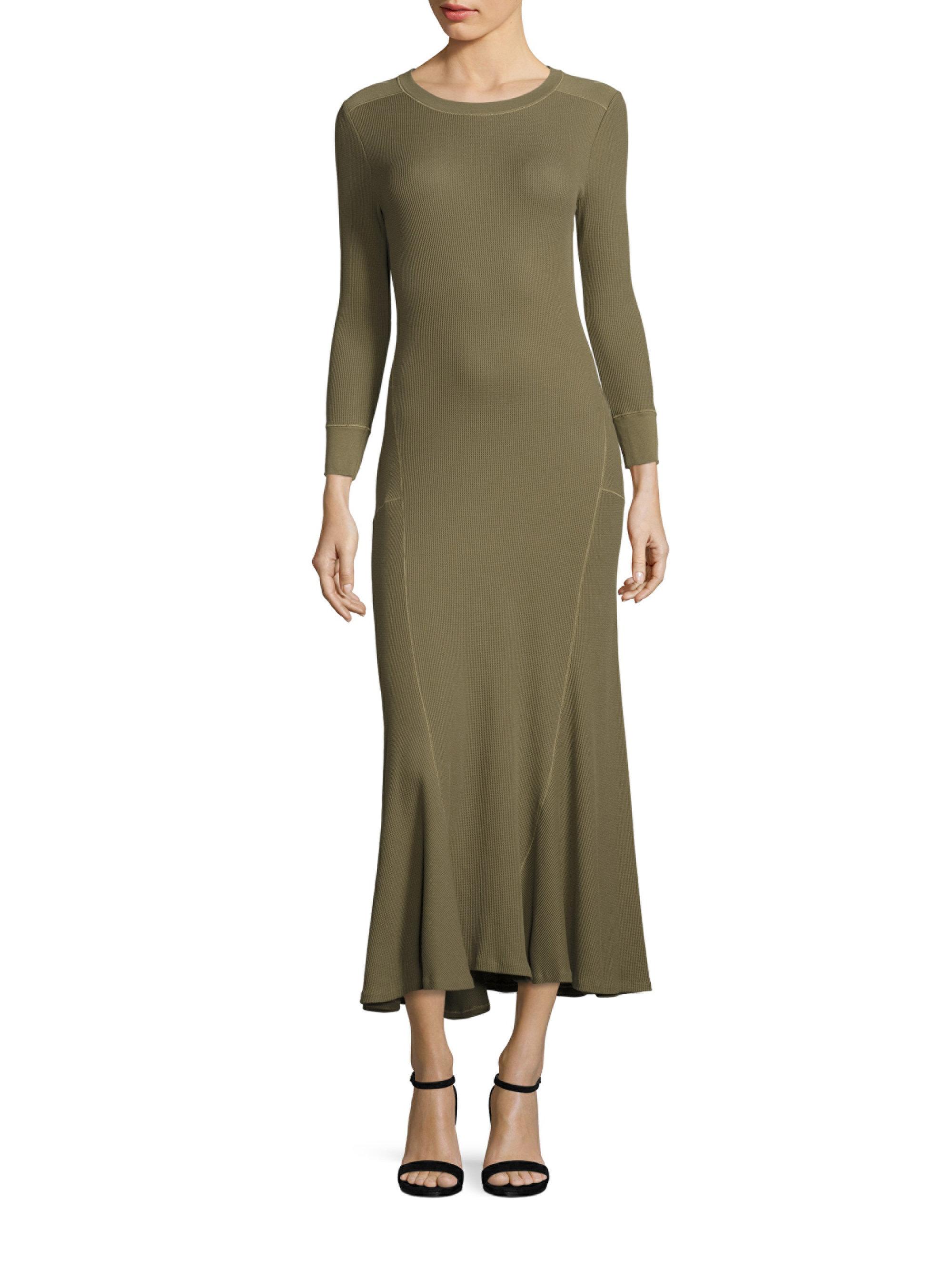 Polo Ralph Lauren Waffle-knit Maxi Dress in Green | Lyst