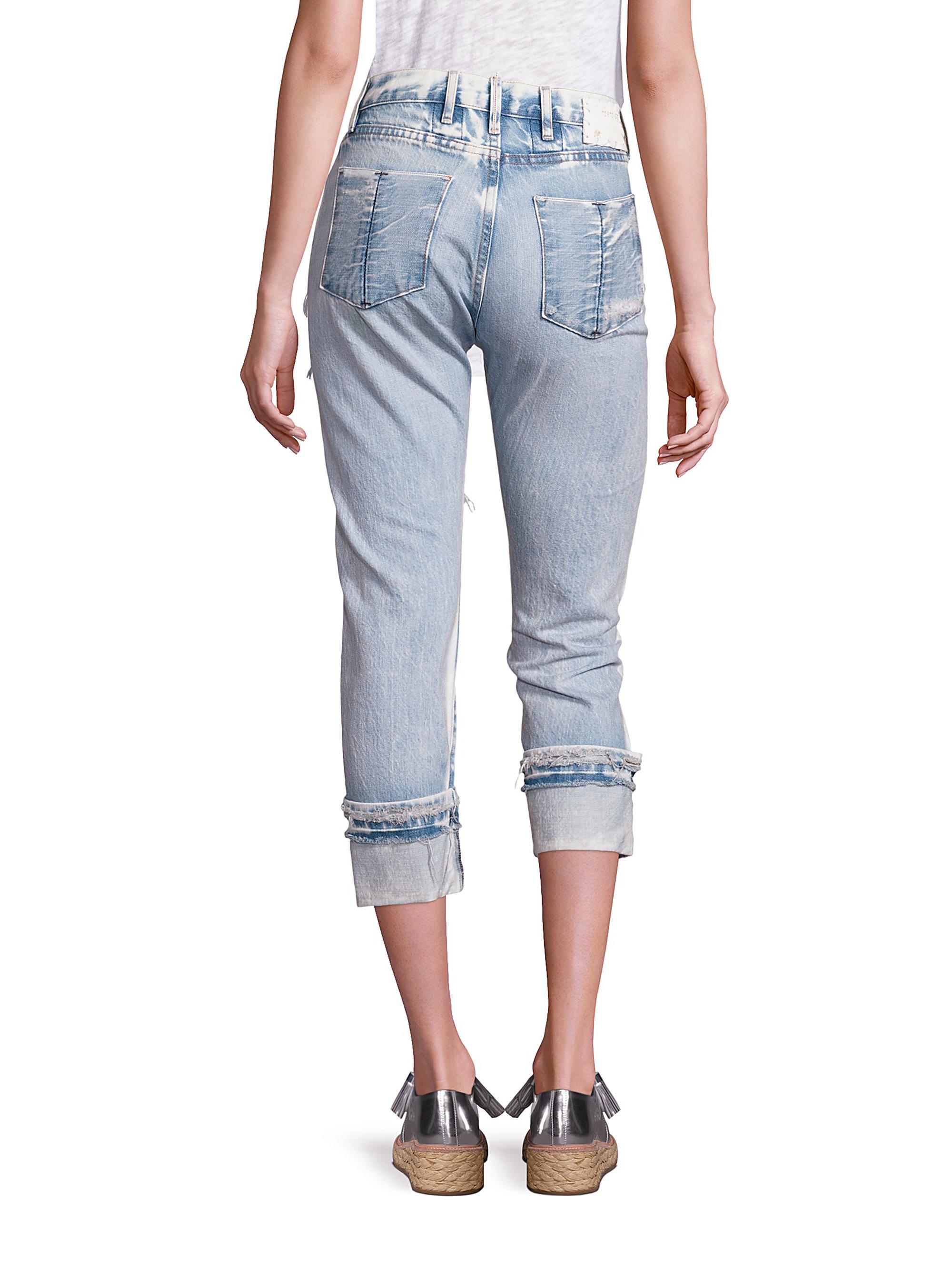 Lyst Tortoise Herma Distressed Straightleg Cuffed Jeans in Blue