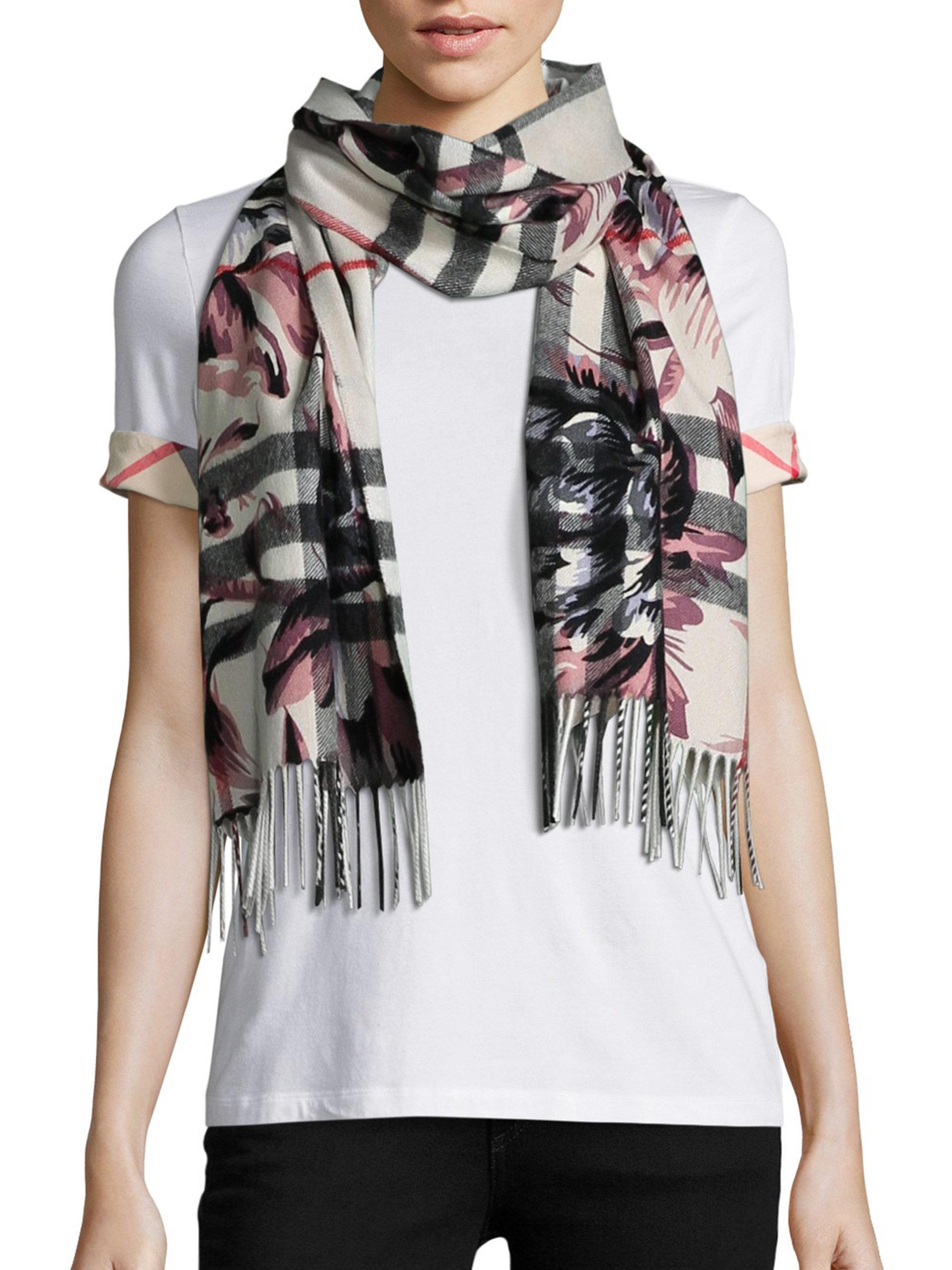 burberry giant check cashmere scarf ash rose