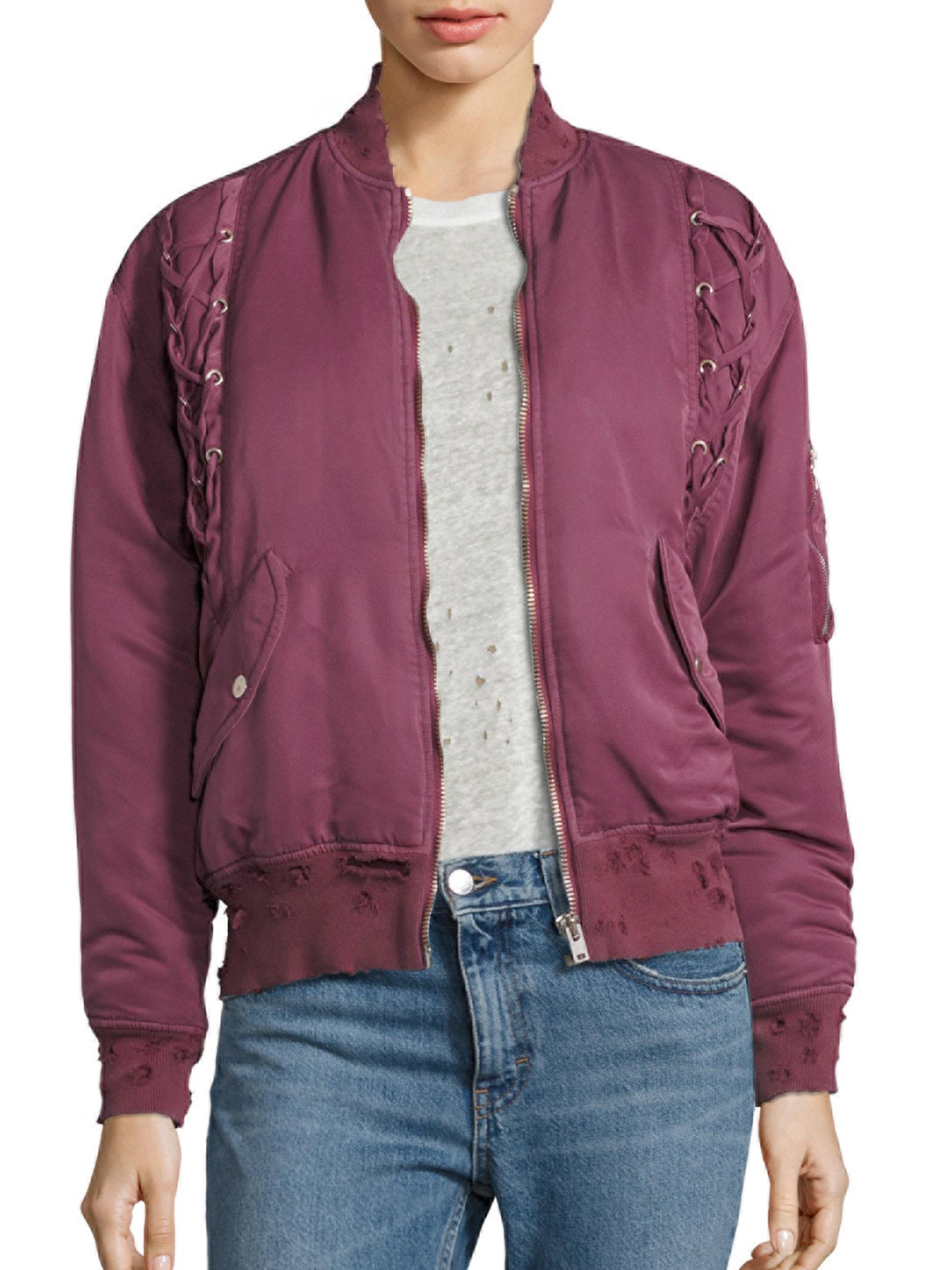 plum bomber jacket