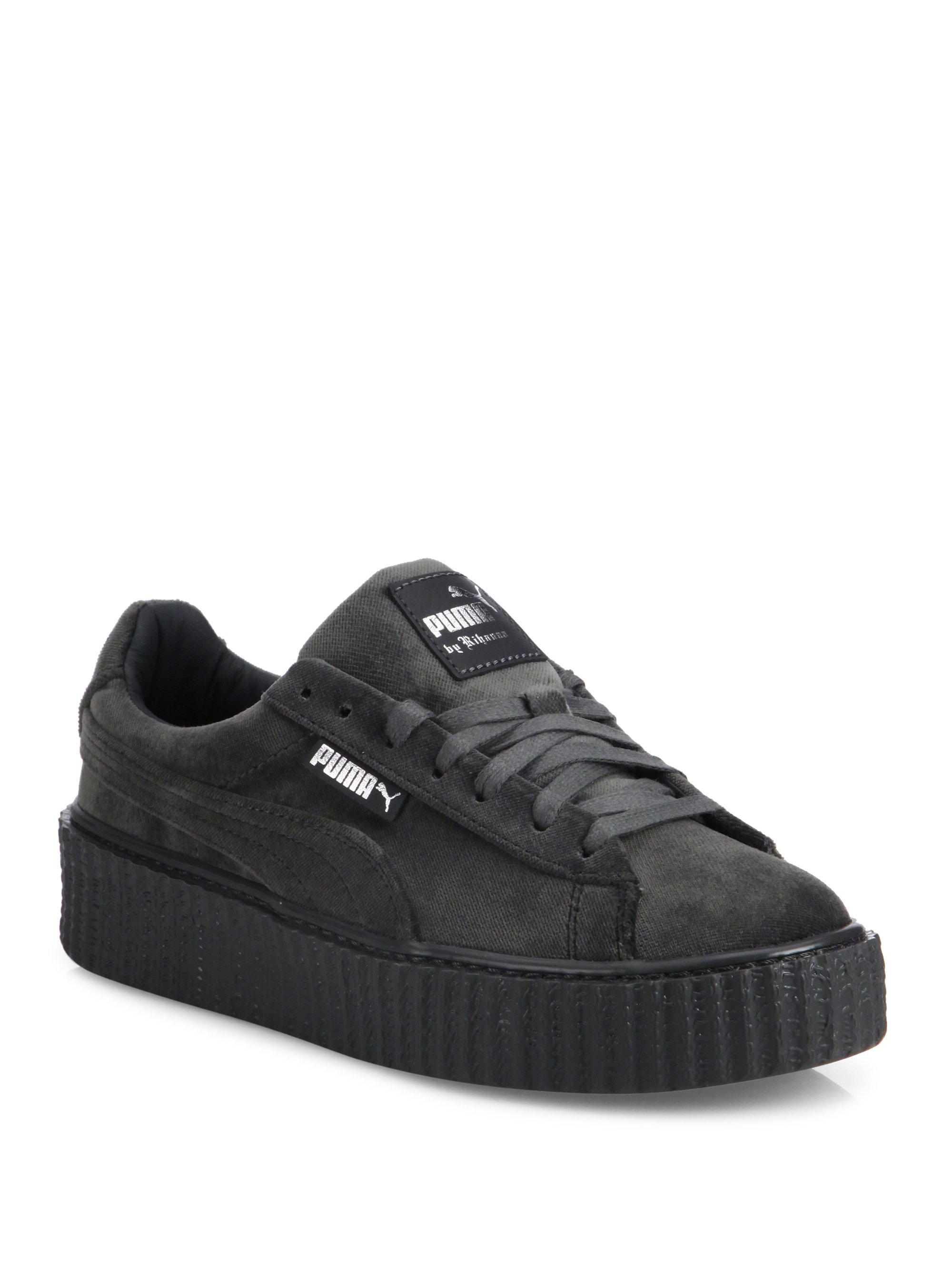 PUMA Fenty X Rihanna Velvet Creeper Platform Sneakers in Grey (Gray) - Lyst