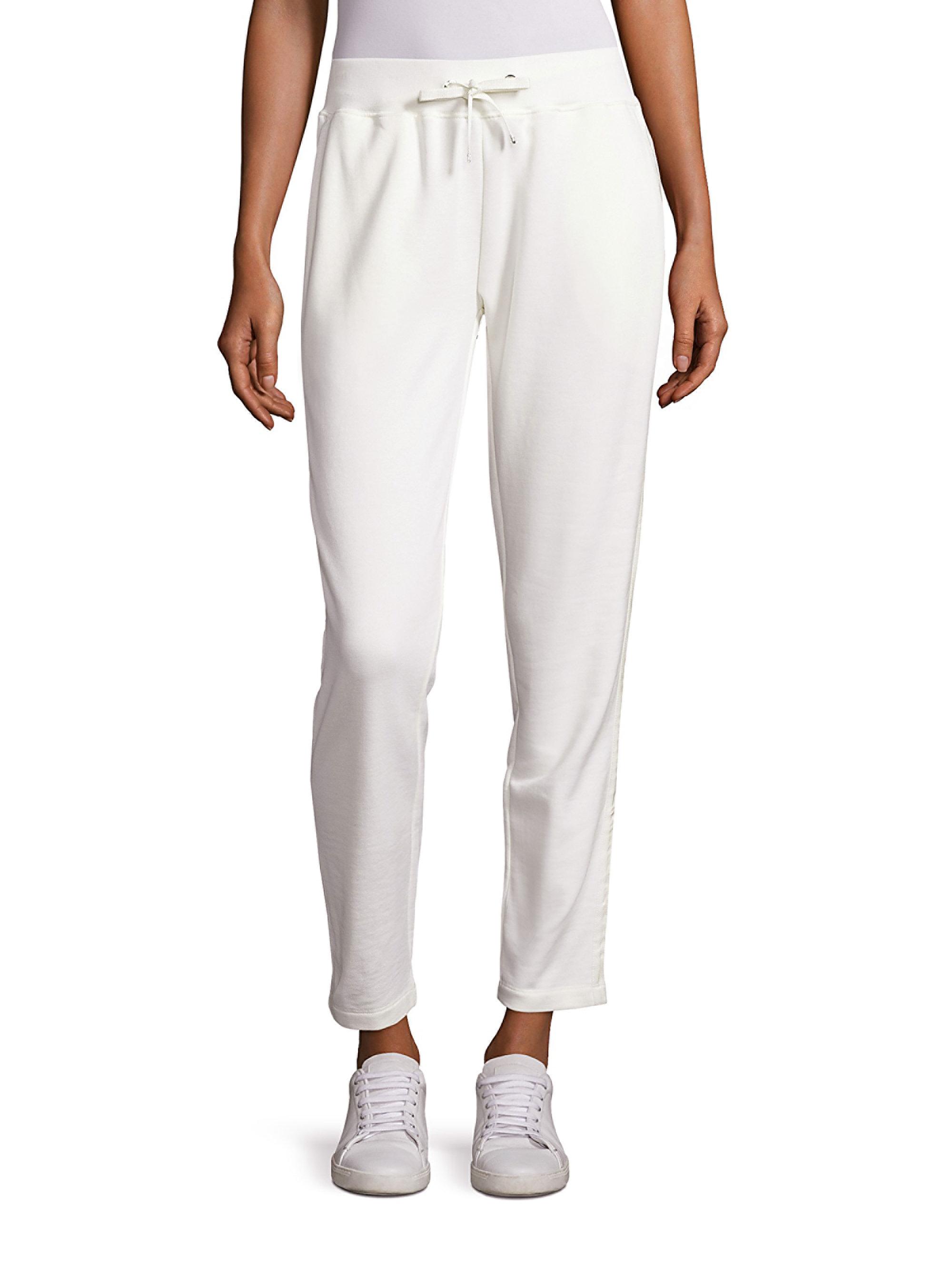 Moncler Cotton Drawstring Sweatpants in White | Lyst