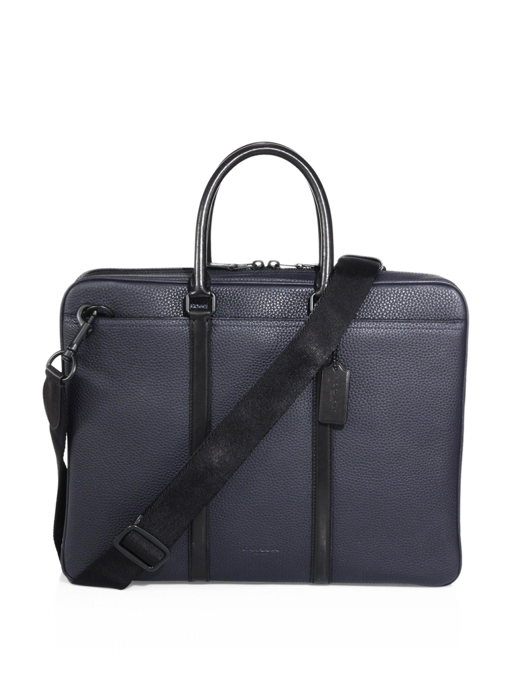 Coach Metropolitan Pebbled Leather Briefcase in Black for Men Lyst
