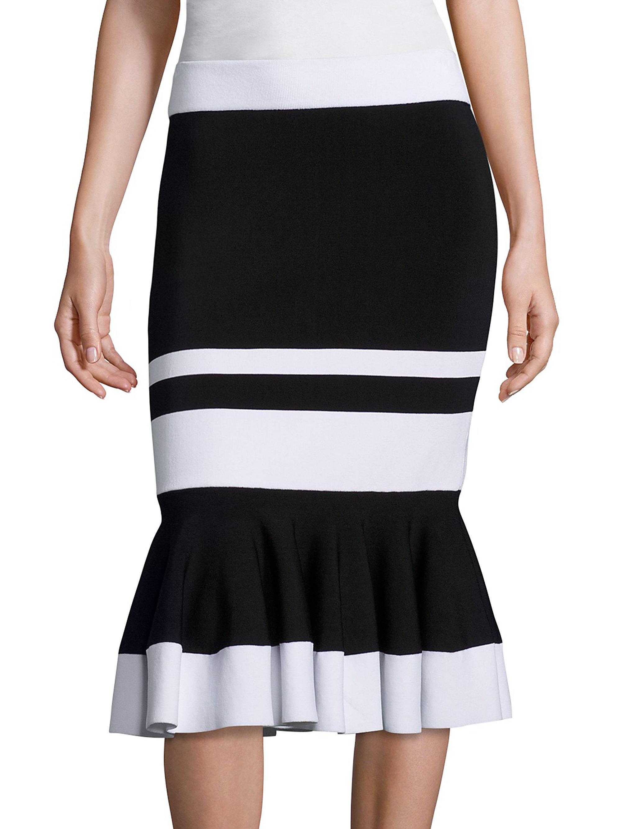 Jonathan Simkhai Striped Trumpet Skirt in Black Lyst