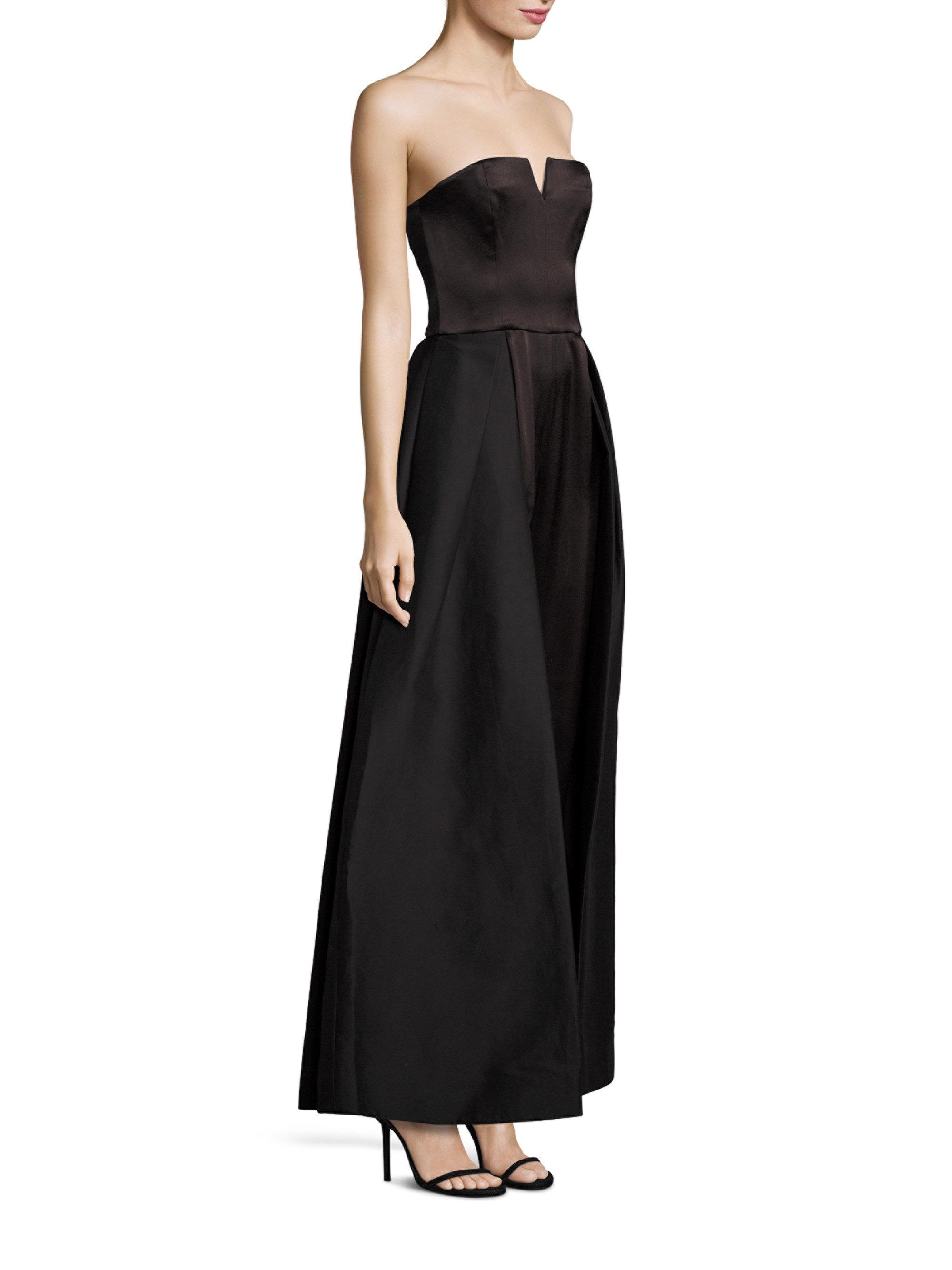 Halston Synthetic Strapless Skirt Overlay Jumpsuit in Black Lyst