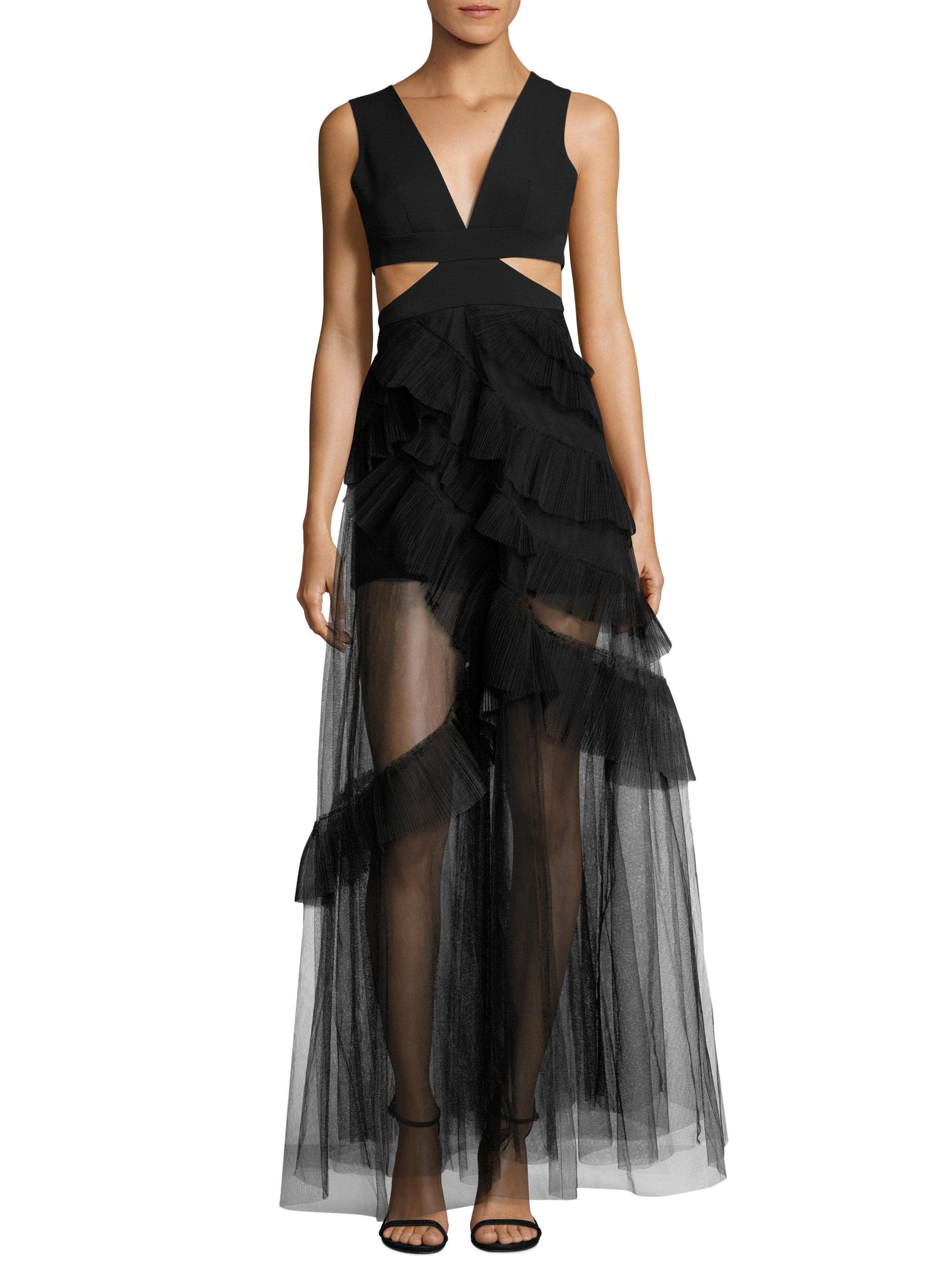 Bcbgmaxazria Joela Cutout Tulle Dress in Black | Lyst