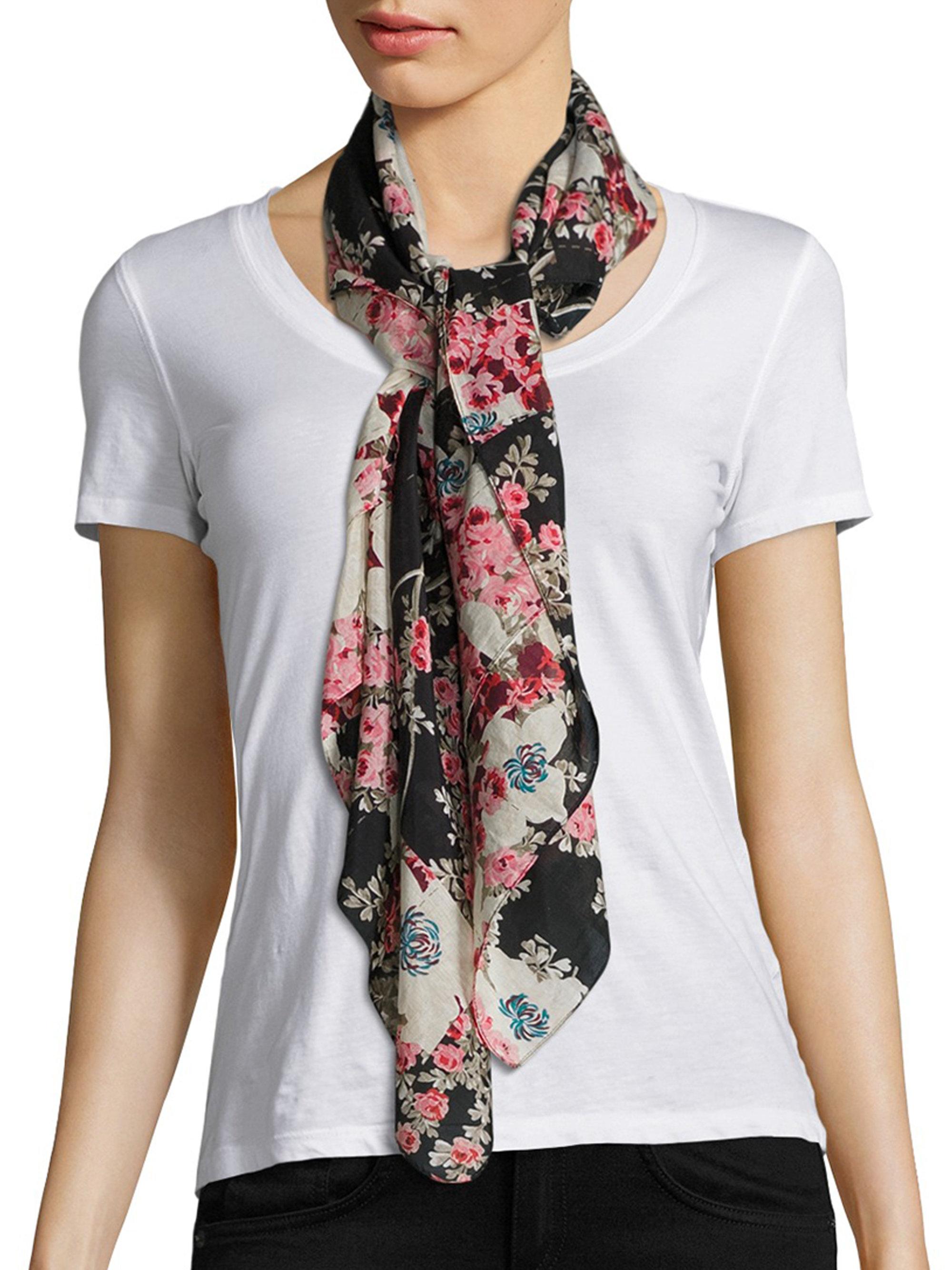 Rag & bone Kimono Floral Cotton & Silk Scarf in White Lyst